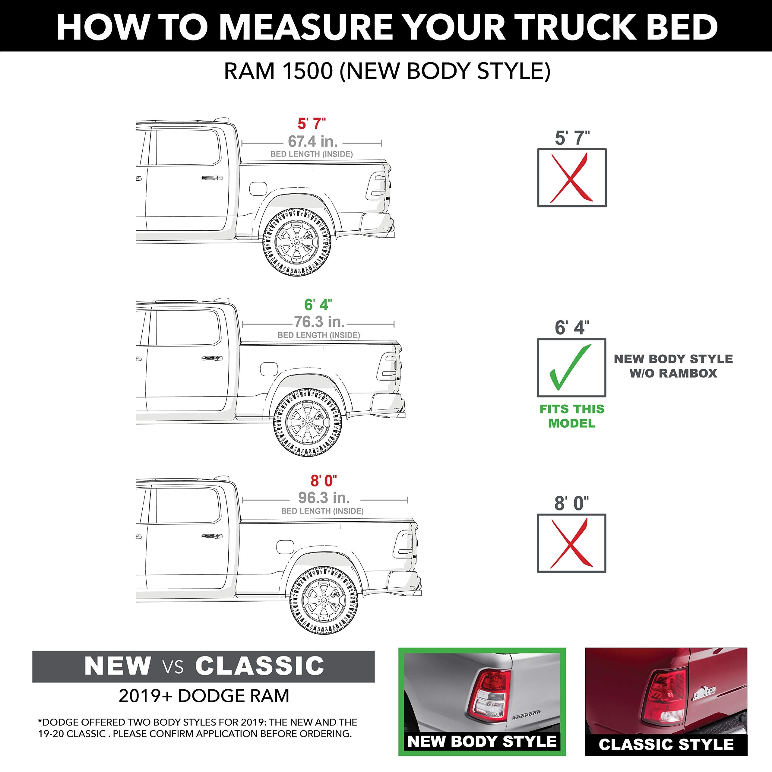 Gator Fx Hard Quad-Fold Truck Bed Tonneau Cover | 8828223 | Fits 2019 - 2025 Dodge Ram 1500 W/O Rambox, Does Not Fit W/ Multi-Fu