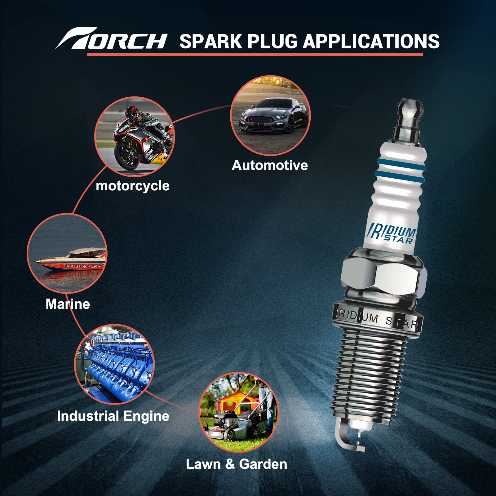 TORCH F6TC Spark Plug 131-047 Replace for NGK BP6ES Spark Plug, for Bosch W6D Spark Plug, for CHAMPION N9YC Spark Plug, for Hond