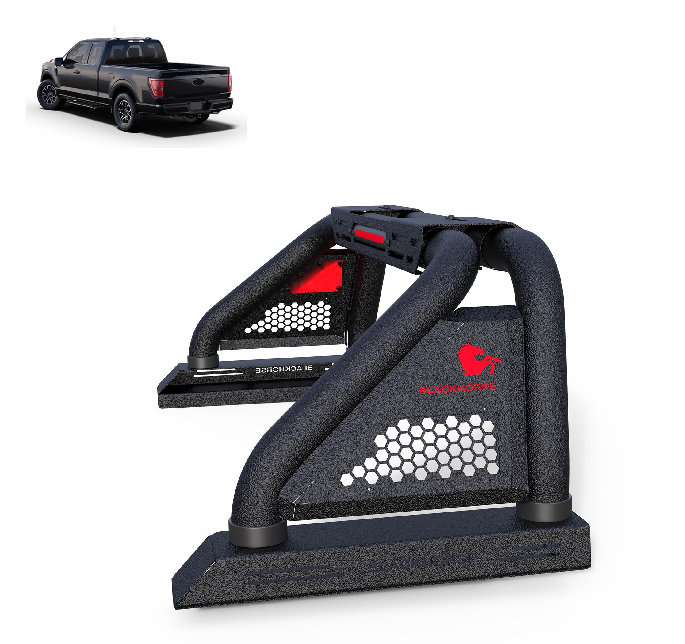 Black Horse Off Road Black Horse Classic Pro Roll Bar Modular Textured Black Compatible With 2000-2010 Dodge Ram 2500|2011-2022 Ram 2500/Ram 3500|2000-2022 Ford F-150|2001-2022 Gmc Sierra 1500-Rb01Mt