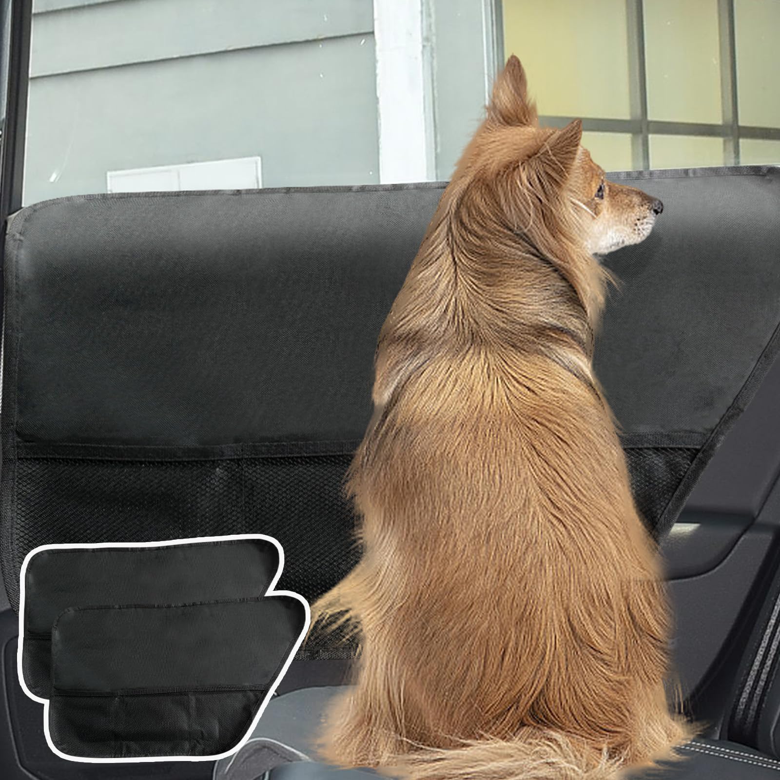 RUIANTE 2PCS Car Door Protector for Dogs Anti Scratch Protection with Pockets nets Door Protectors Vehicle Door Covers Guard Shi