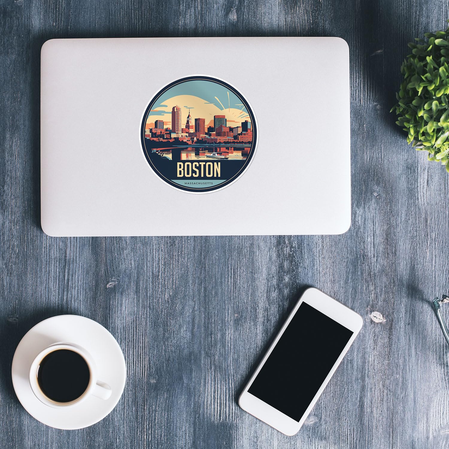 Boston City Sticker - Waterproof Vinyl Decal for Car Bumper, Laptop, Water Bottle, Wall, and Window, Size - 5'' Longer Side