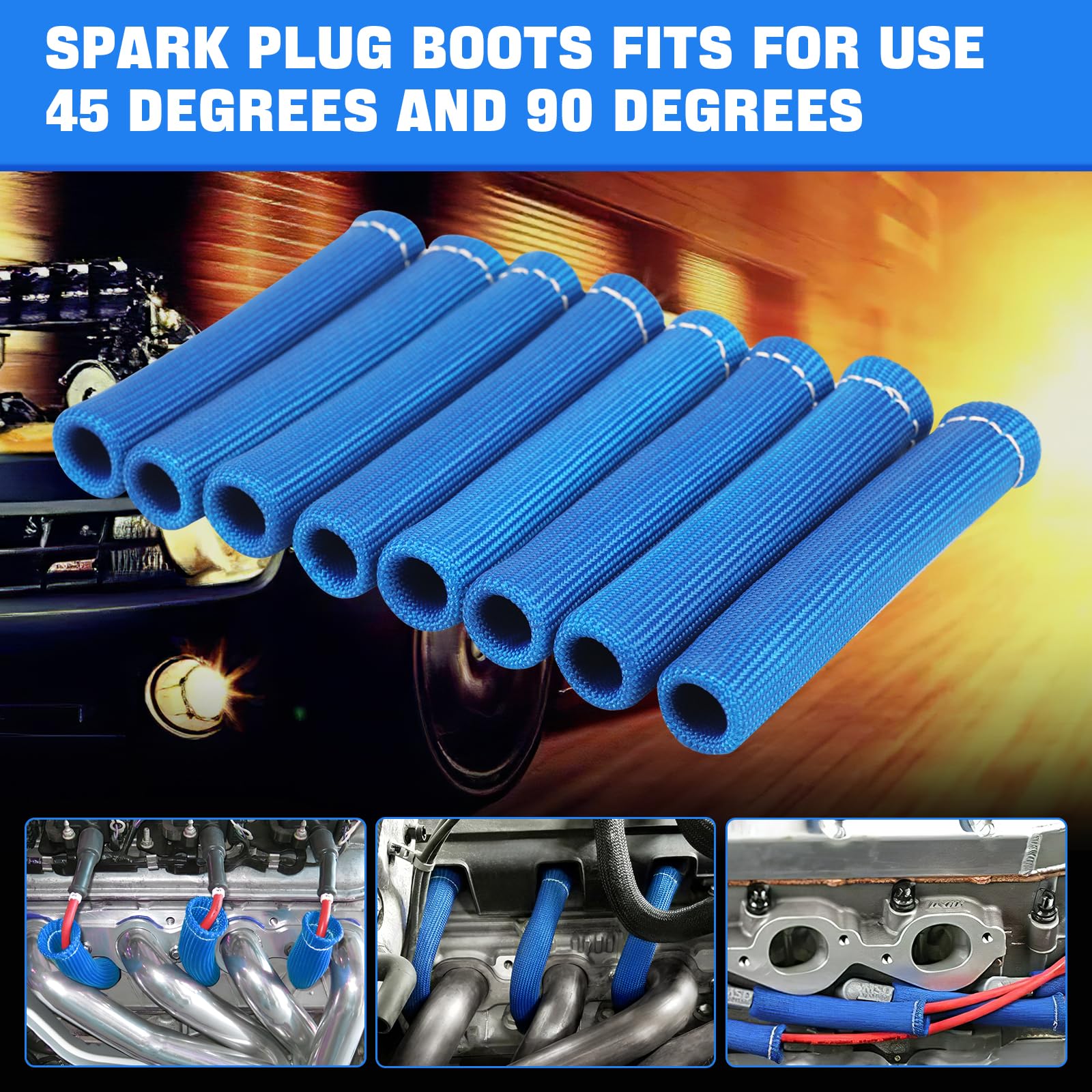 Shinehome Spark Plug Header Boots 2500 Spark Plug Heat Shield Sleeve Wire Cover Wrap For Sbc Bbc 350 454 Ls1/Ls2 8Pcs Spark Plug