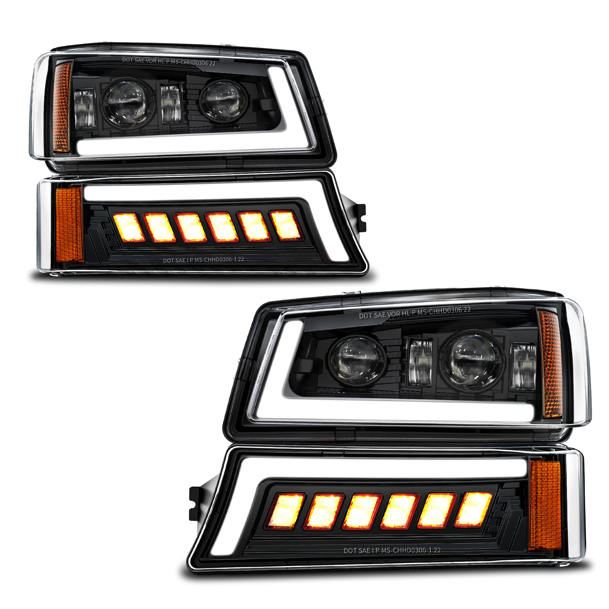 Z-Offroad Led Headlights Assembly Dot Approved With Drl Turn Signal Hi/Low Sealed Beam Side Marker Compatible With 2003-2006 Che