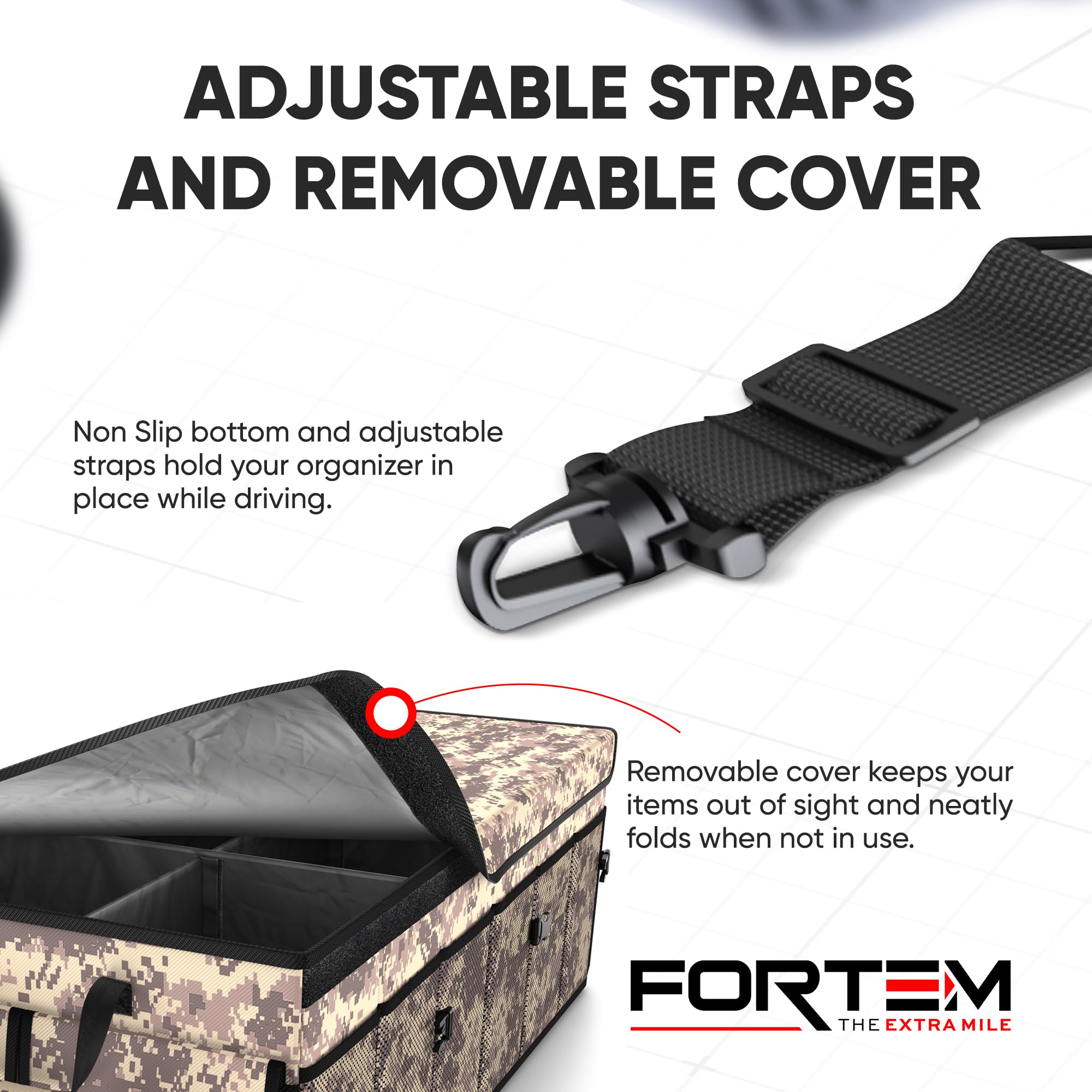 Fortem Car Trunk Organizer, Collapsible Multi Compartment Suv Organizer, Foldable Storage For Car Accessories For Women Men, 600