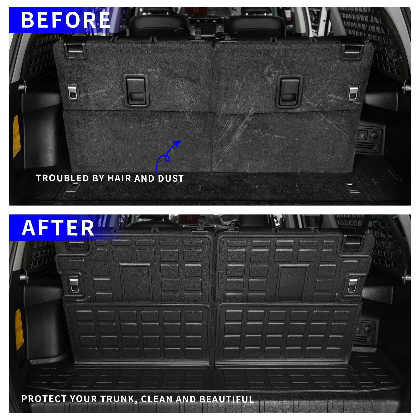 Rongtaod Cargo Mats for 2013-2024 Toyota 4Runner, TPE, 7 Seats, 3rd Row Backrest + Trunk Mat + Floor Mats, Back Seat