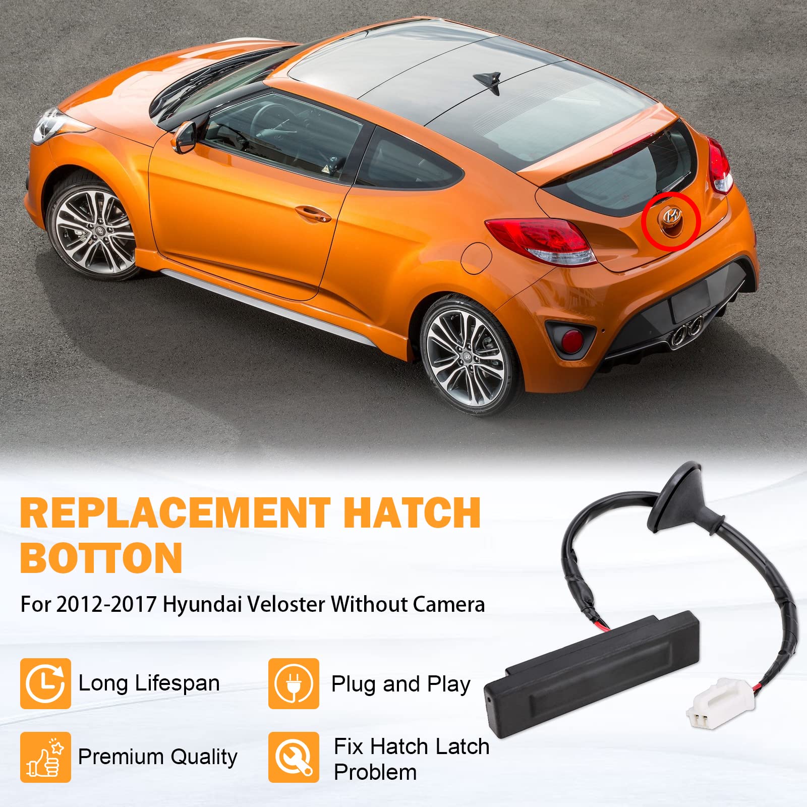81260-2V000 Hatch Button Trunk Latch For Hyundai Veloster 1.6L 2012 2013 2014 2015 2016 2017 Rear Trunk Hatch Release Switch But