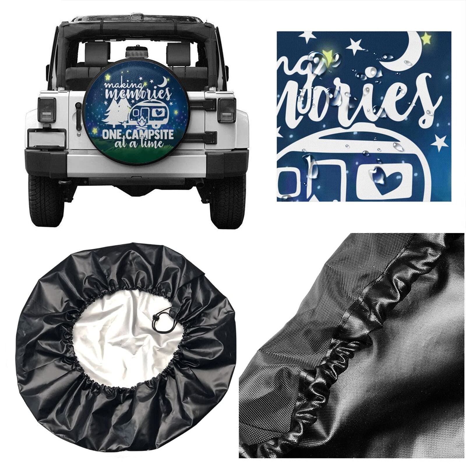 Cozipink Making Memories One Campsite Starry Sky Camping Spare Tire Cover Weatherproof Wheel Protectors Universal Fit For Trailer Rv Suv Truck Camper Travel Trailer 14 15 16 17