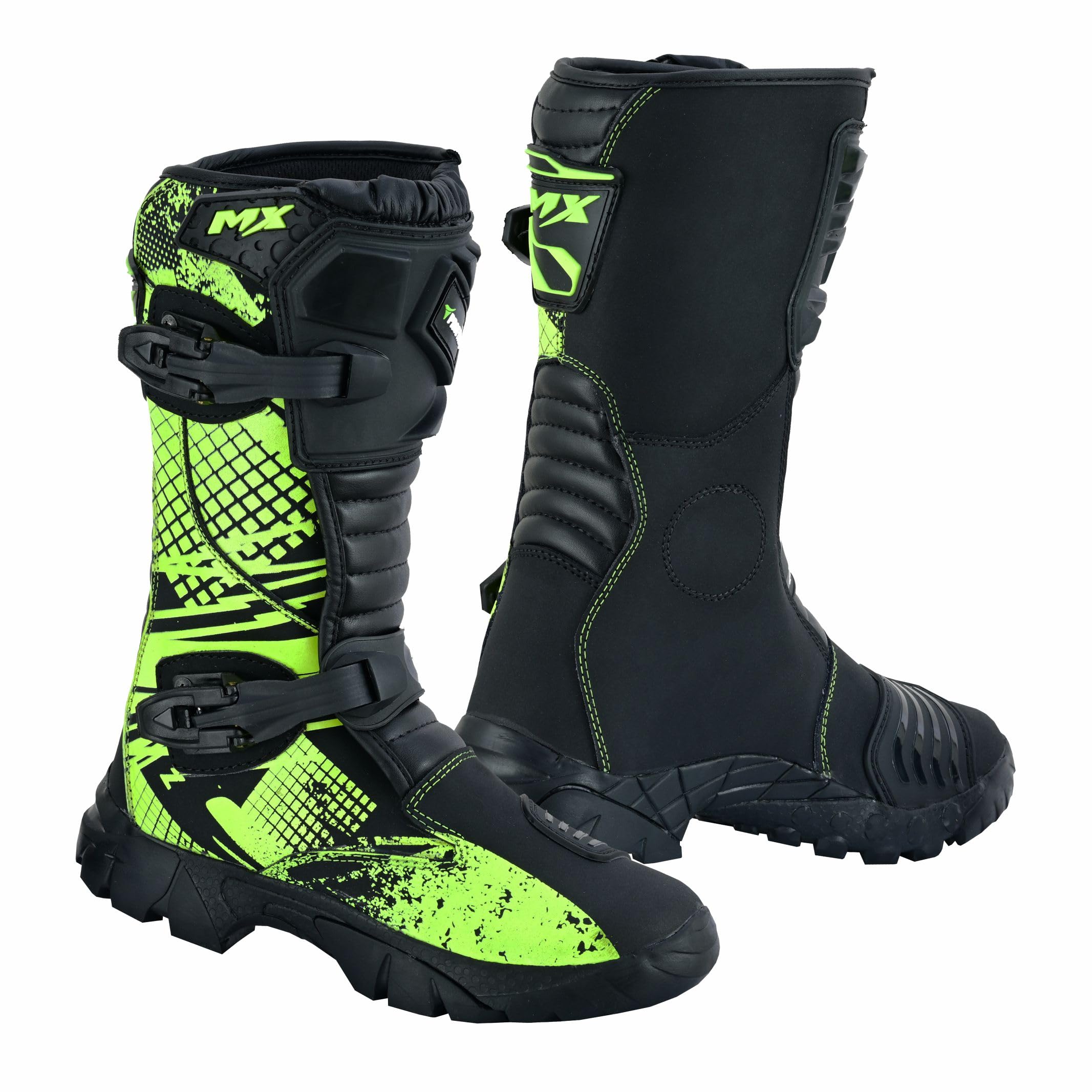 PROFIRST Motorcycle kids boots Motorbike Waterproof shoes Motorcross Dirt Blike Riding Biker Boots for kids (Green USA4)