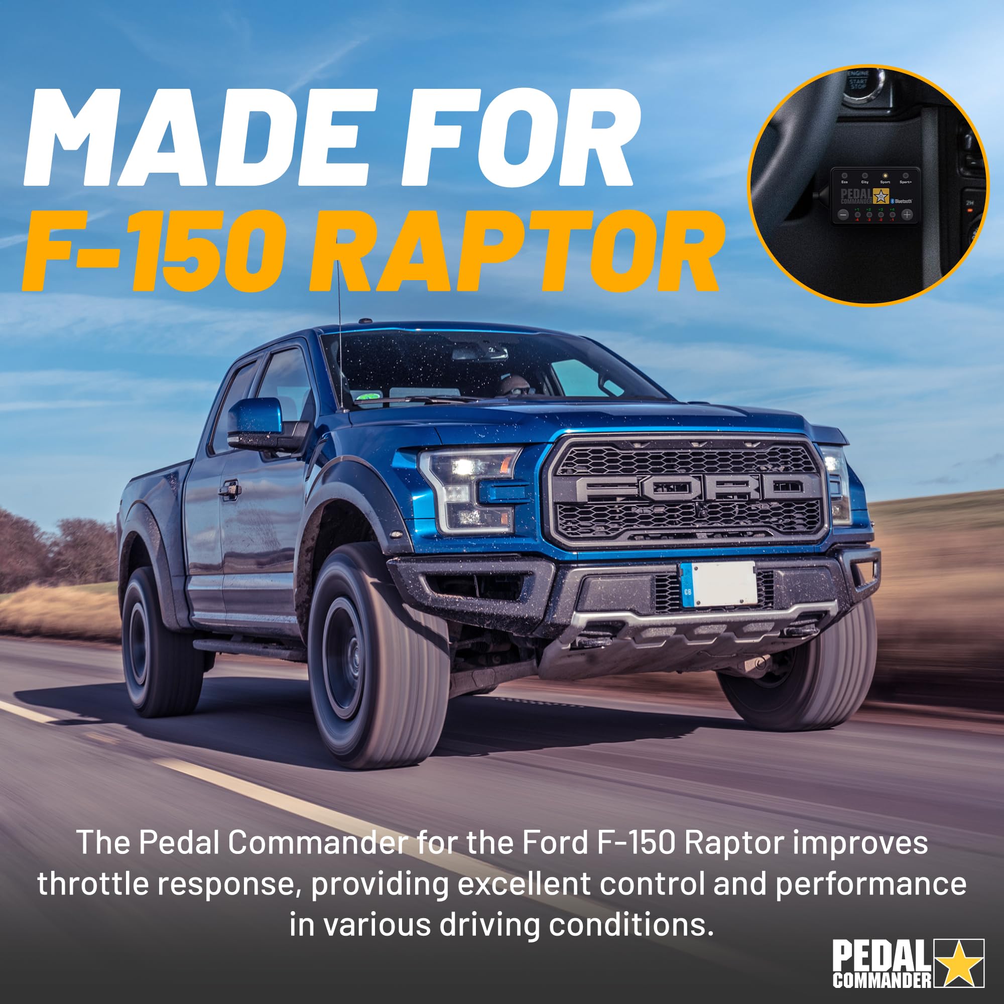 Pedal Commander For Ford F150 Raptor F-150 2011-2025 Throttle Response Controller Fits: Svt, 3.5L Ecoboost, 5.4L V8, 6.2L V8, Ra