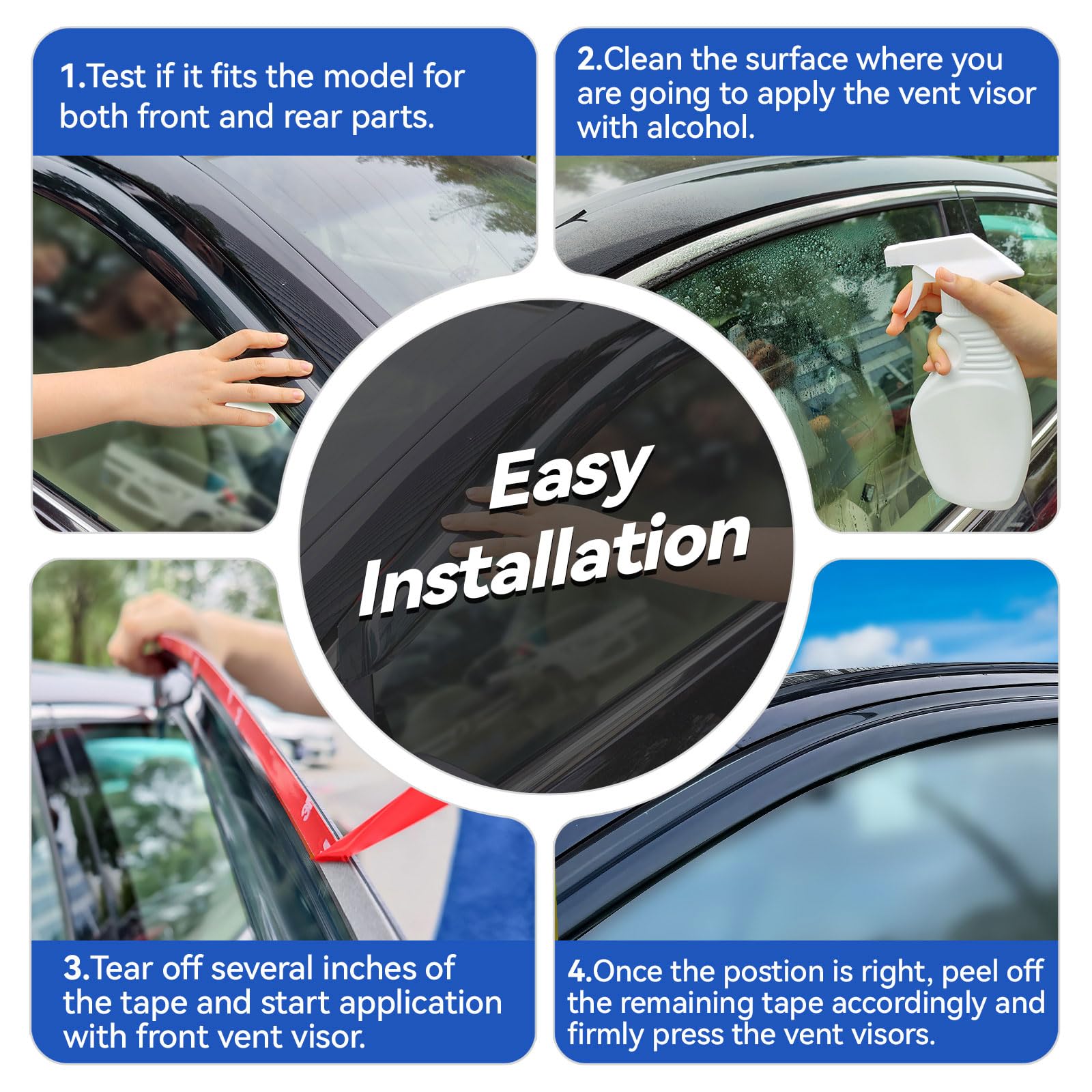 Window Visors Rain Guards for 2014-2023 Jeep Cherokee, Out-Channel Window Vent Wind Deflectors Visors Shades for 14-23 Cherokee