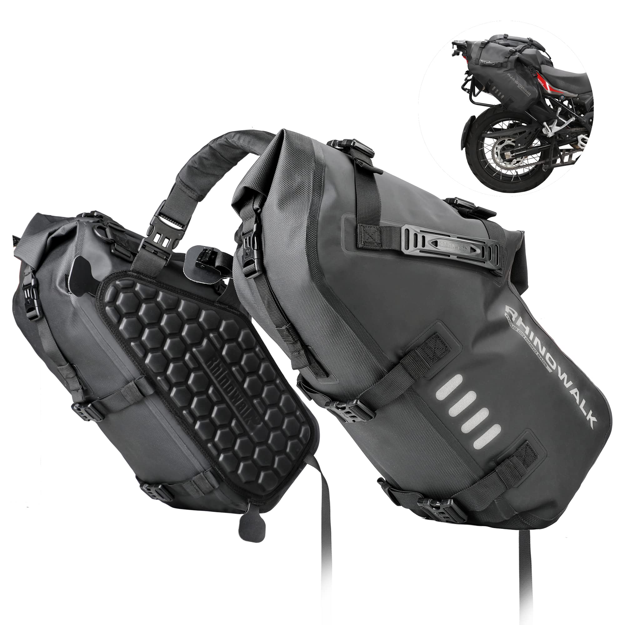 Rhinowalk Motorcycle Saddle bags, Waterproof motorcycle saddlebags, shoulder bag 28L(14L*2), for most Adventure and Sport Motorc