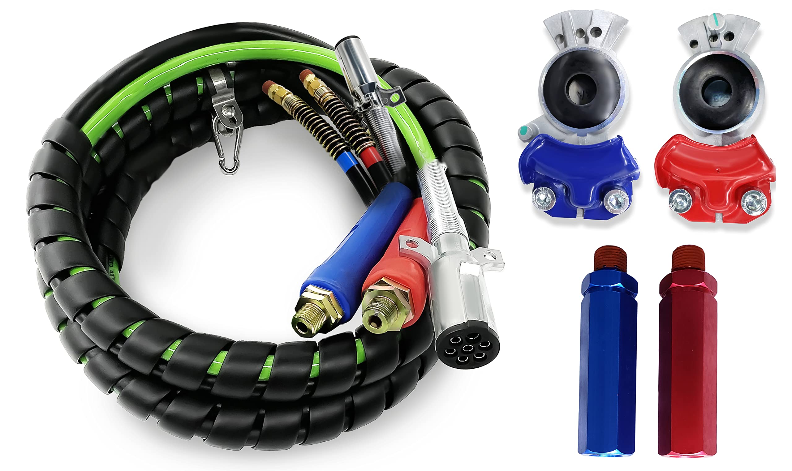 Torque 15Ft 3 In 1 Abs & Power Air Line Hose With Glad Hands And Gladhand Extension Handle Grips Airline Air Hose Airline 7 Way