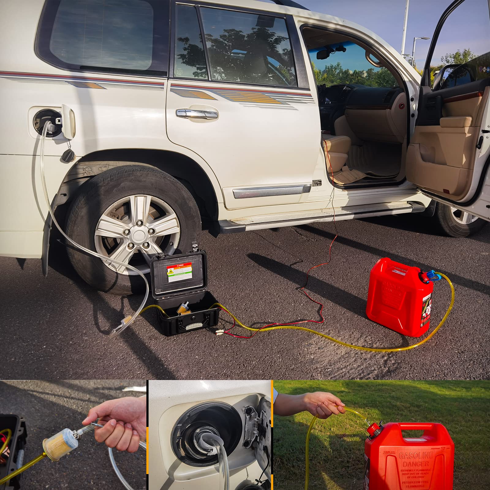 Steauty 12V Fuel Transfer Pump - Moves 30 Gal/hr of Gas/Diesel, Stainless Steel, Model PUMP-N, Ideal for Vehicles, Boats, UTV, RV
