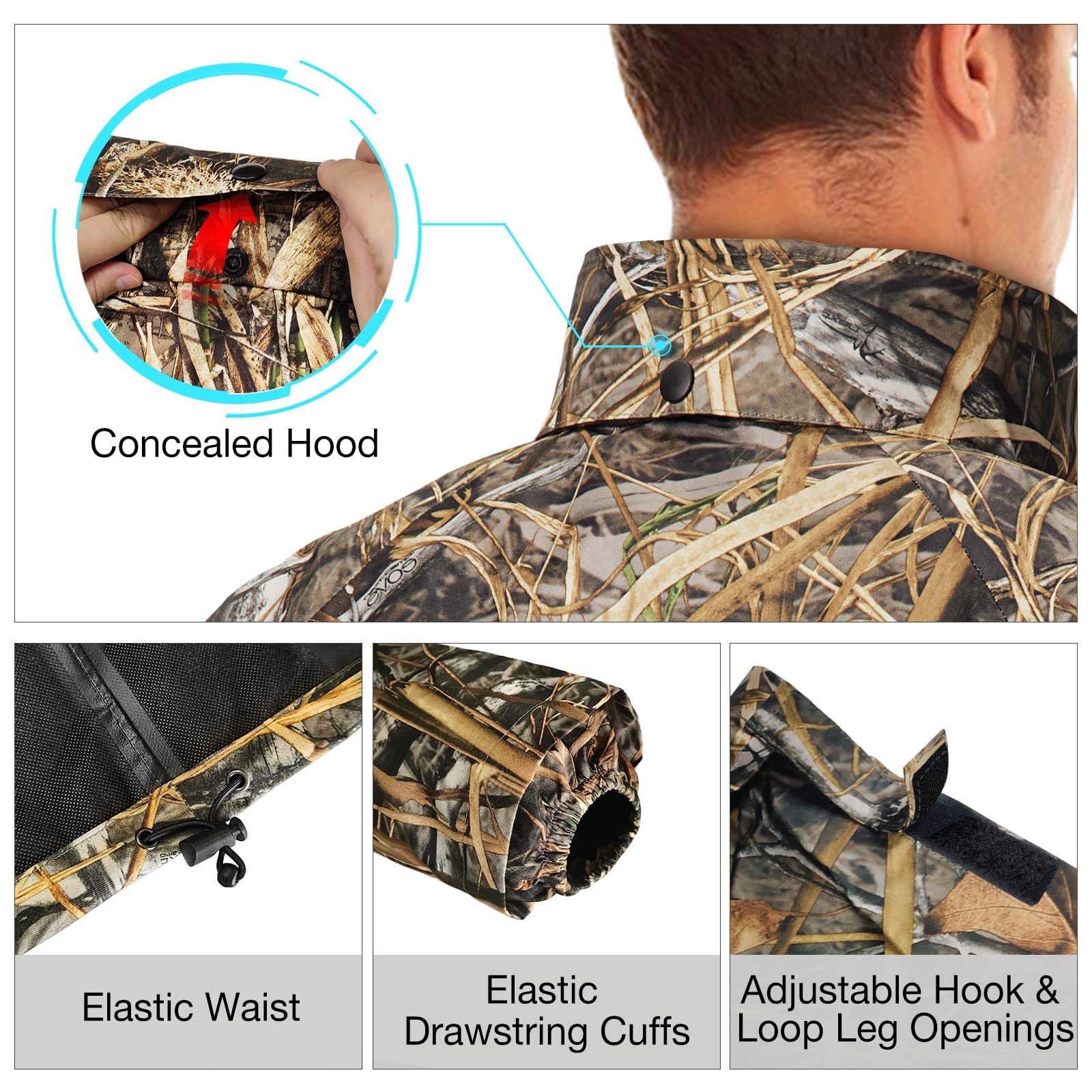 TIDEWE Rain Suit - Waterproof Lightweight Rainwear, Large, Next Camo Evos, Model RS002-NEL-TE, Polyester & Non-woven