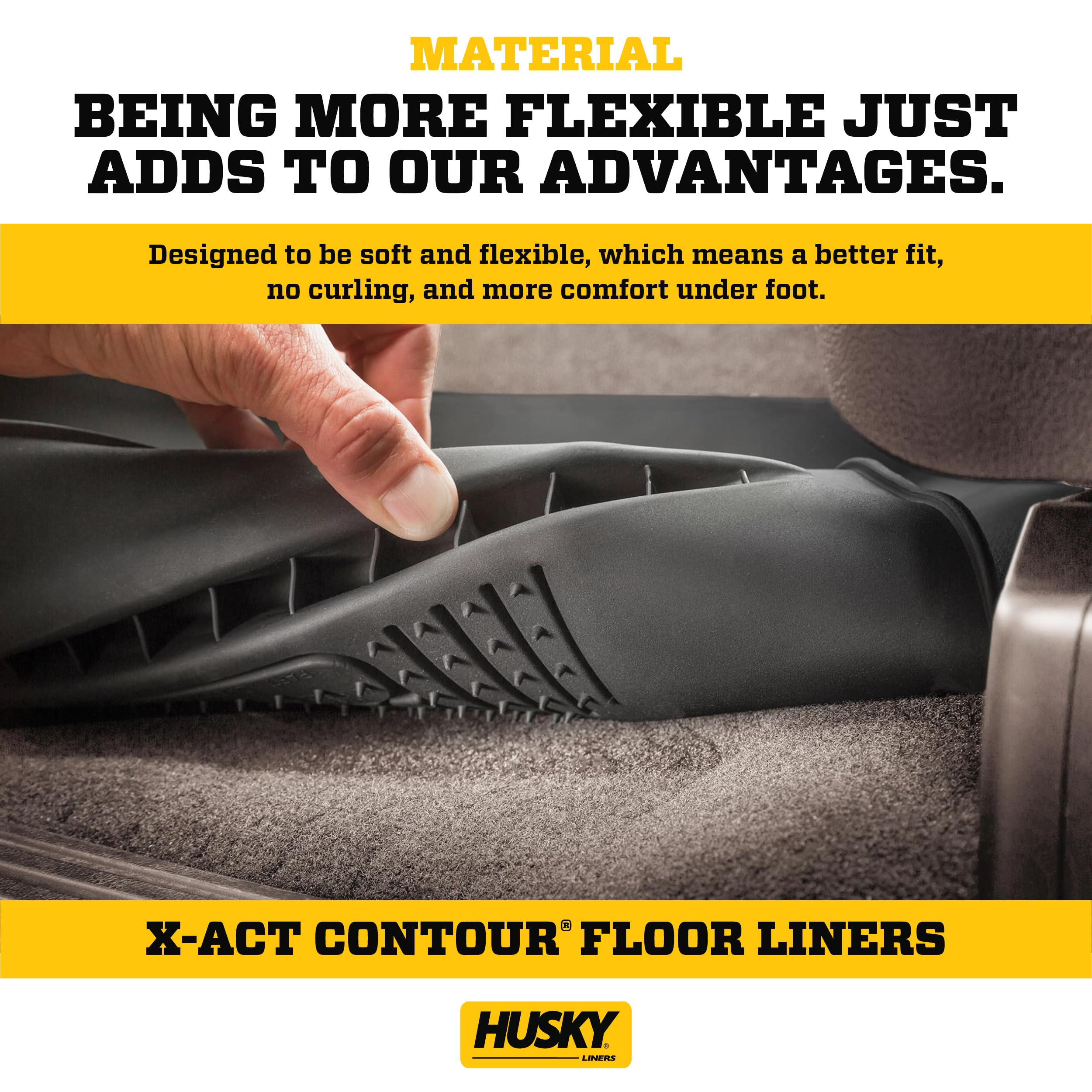 Husky Liners X-Act Contour Floor Mats | Fits 2014-2018 Chevrolet Silverado & Gmc Sierra 1500; 2015-2019 Silverado/Sierra 2500/3500 Double Cab (Full Coverage) | 2Nd Row, 1-Pc Black - 53911
