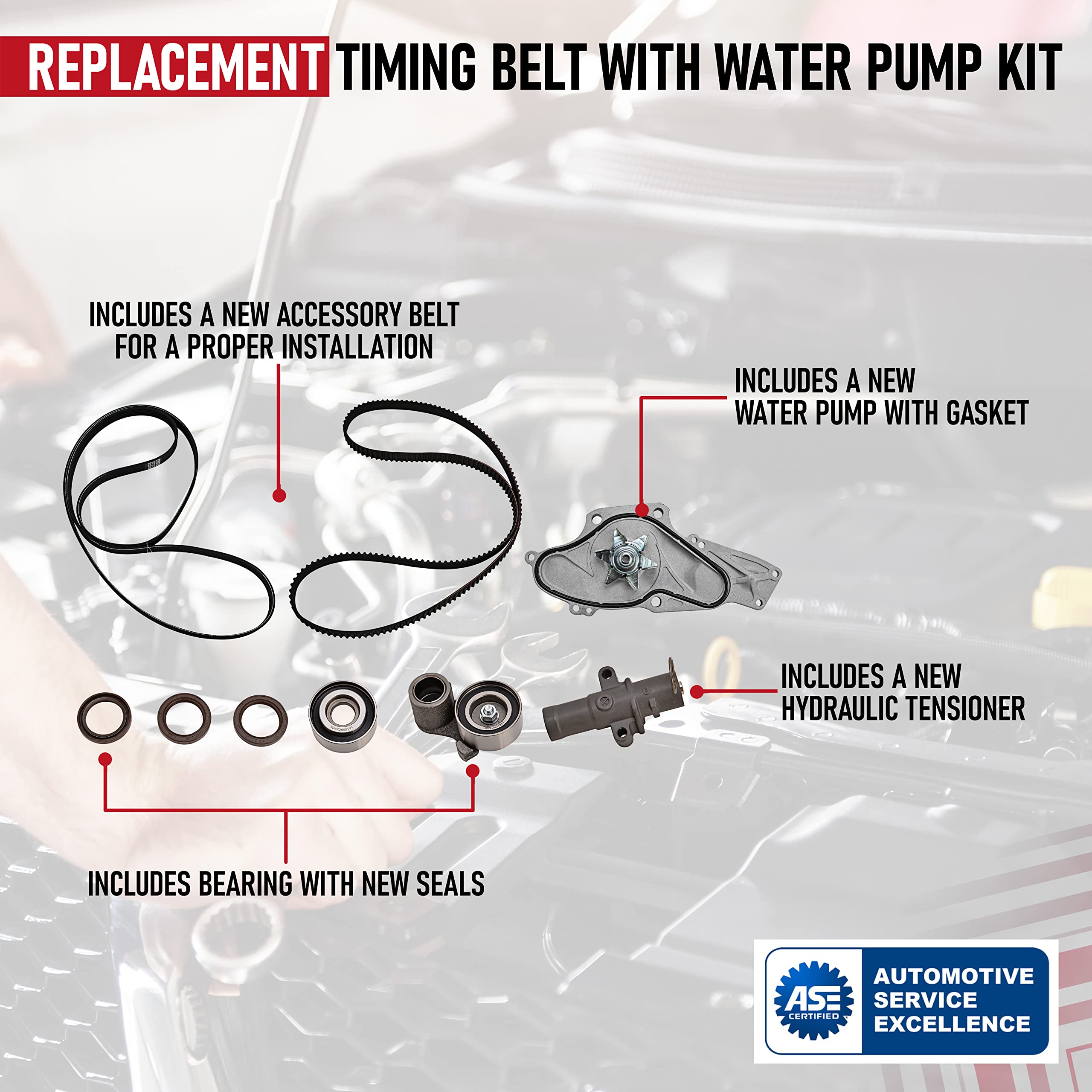 Timing Belt & Water Pump Kit Compatible With Honda, Acura & Saturn Vehicles - Accord, Odyssey, Pilot, Tl, Rl, Mdx, Vue 3.5, 3.0,