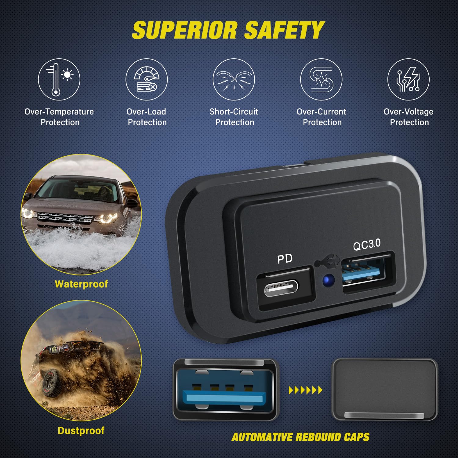 Nilight 2 Pack Socket Panel 12V 24V Dual Usb Outlet Pd Type C Qc3.0 Surface Mount 48W Fast Waterproof For Automotive Rv Marine B