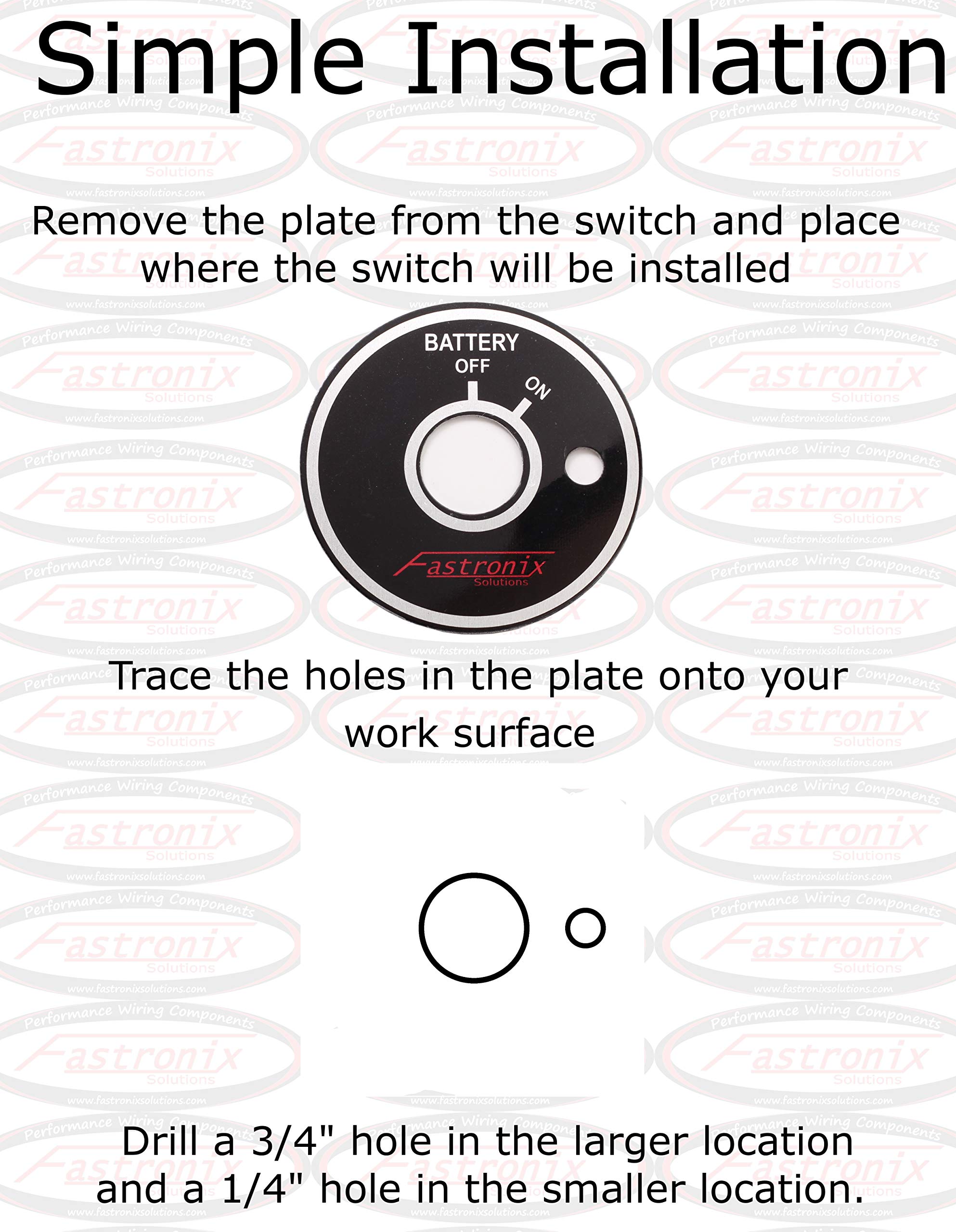 Fastronix 300A Severe Duty Battery Disconnect Switch, 1/2" Copper, Black with Face Plate