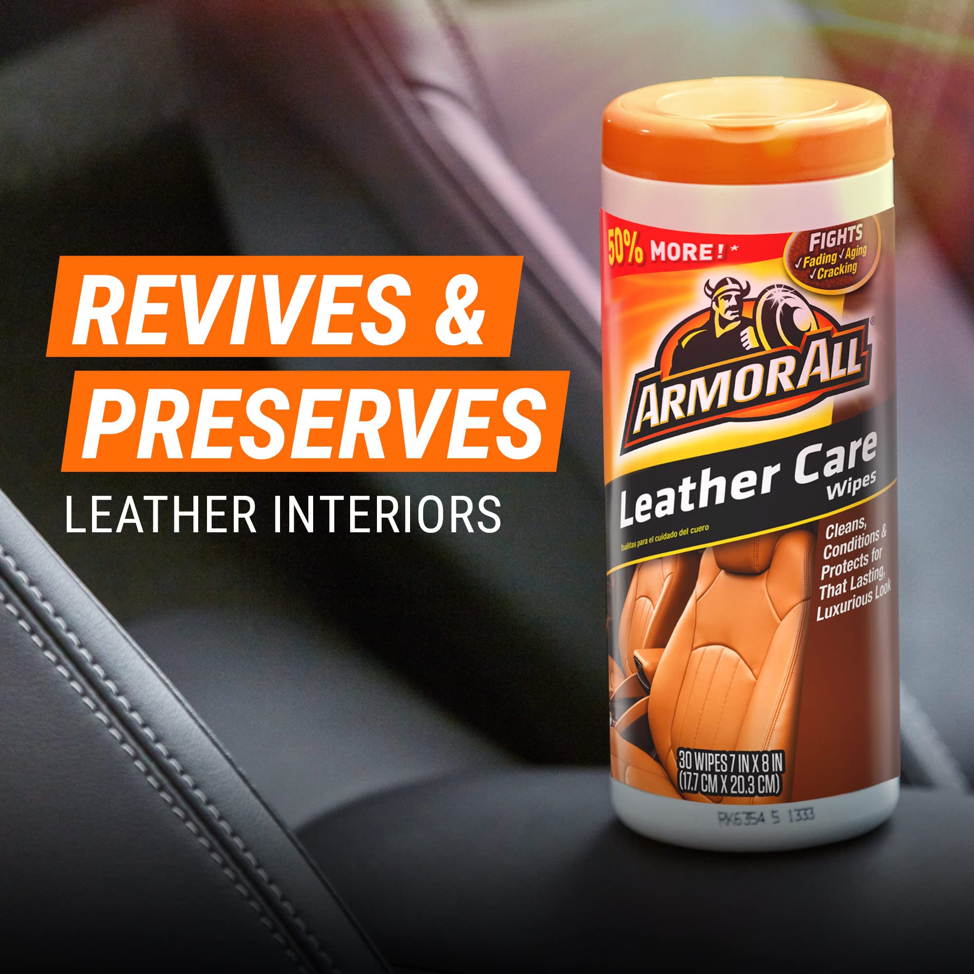 Armor All Car Interior Cleaner Leather Wipes - Cleaning For Cars & Truck & Motorcycle, 20 Count (Pack Of 6), 10881