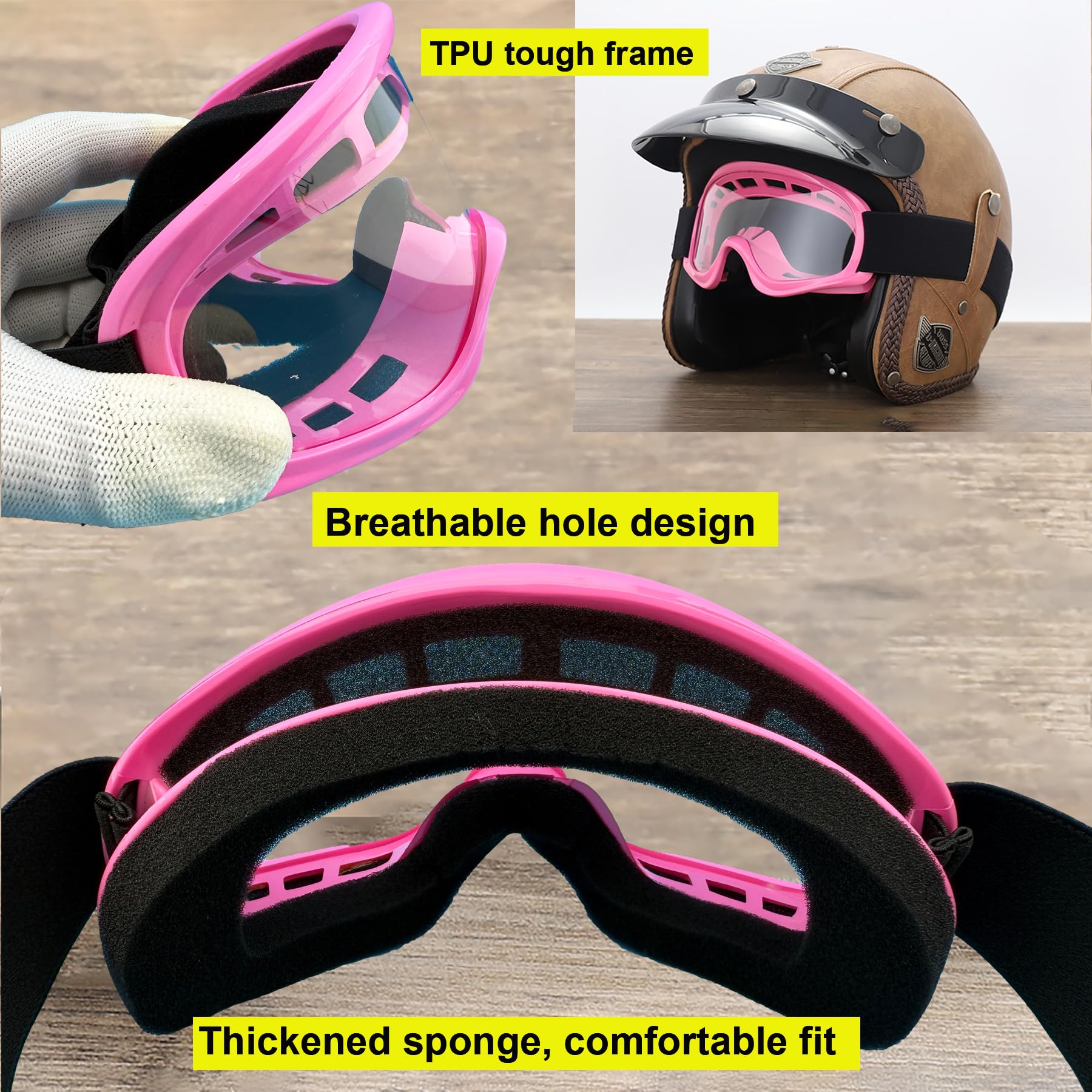 LJDJ Kids Dirt Bike Goggles ATV Motorcycle Off-Road Riding Motocross Glasses with Sun UV Protection Balaclava Full Face Cover (P