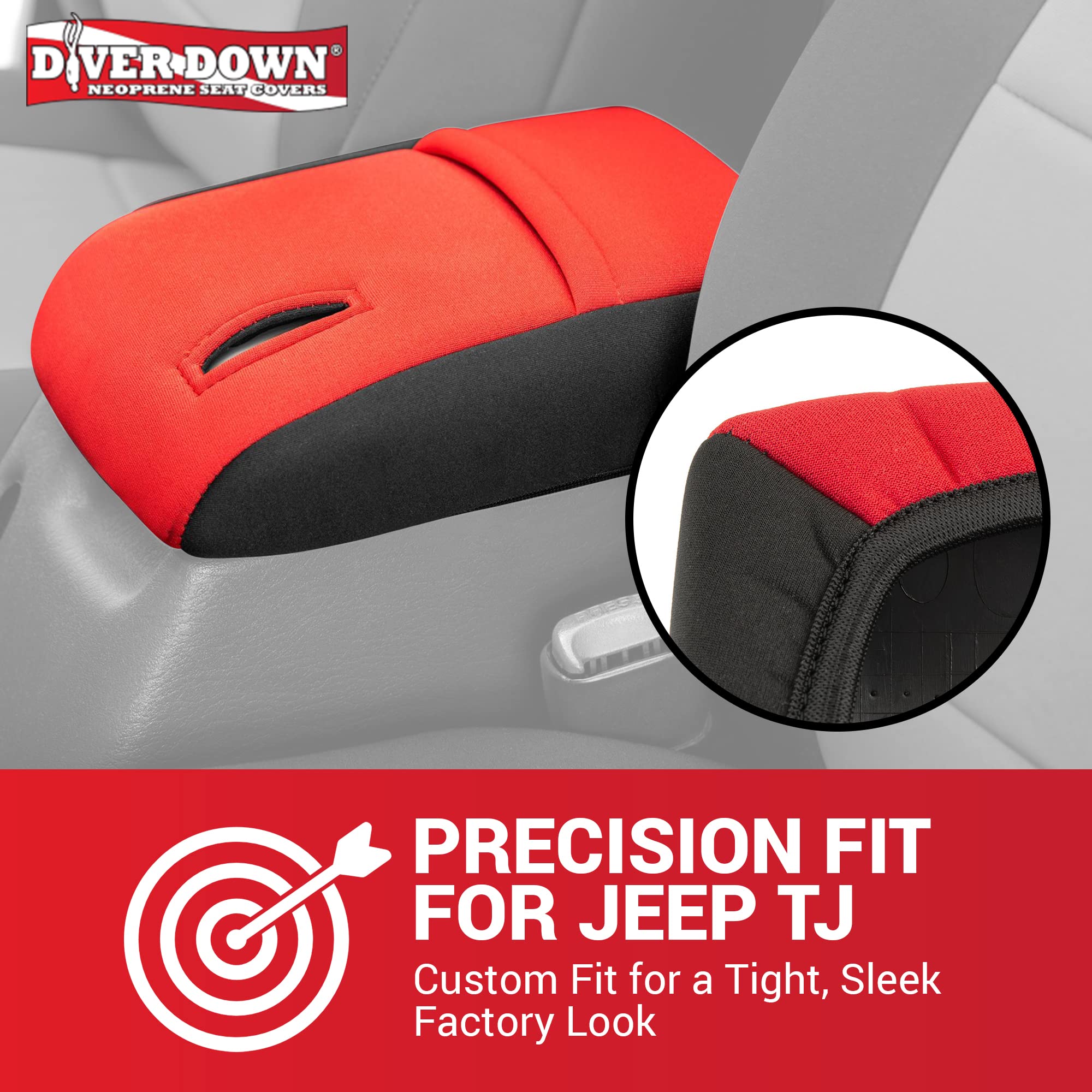 Diver Down Neoprene Center Console Cover - Fits Jeep 1997-2006 Tj Wrangler - Cushioned Armrest Cover - Doesn'T Burn Your Elbow - Tight Custom Fit - Comfortable Foam Armrest Pad (97-00 Yellow)