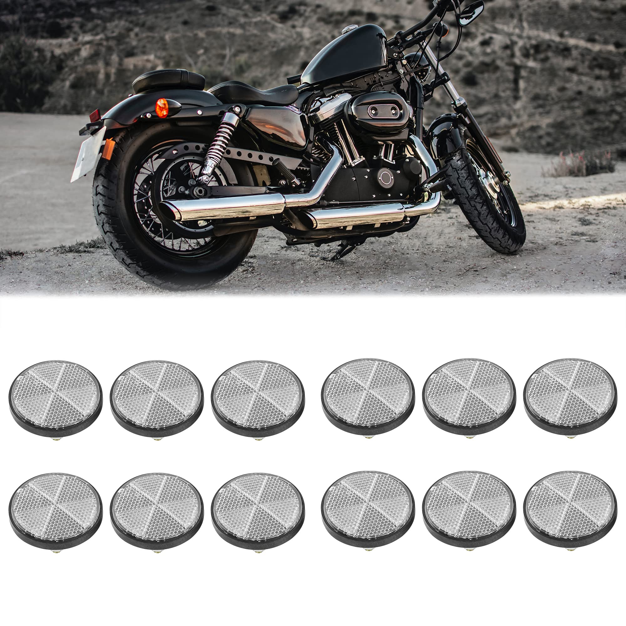 F Fierce Cycle 6 Pair M6X1.0 White Plastic Universal Screw Mount Reflective Warning Reflector For Motorcycle Bike
