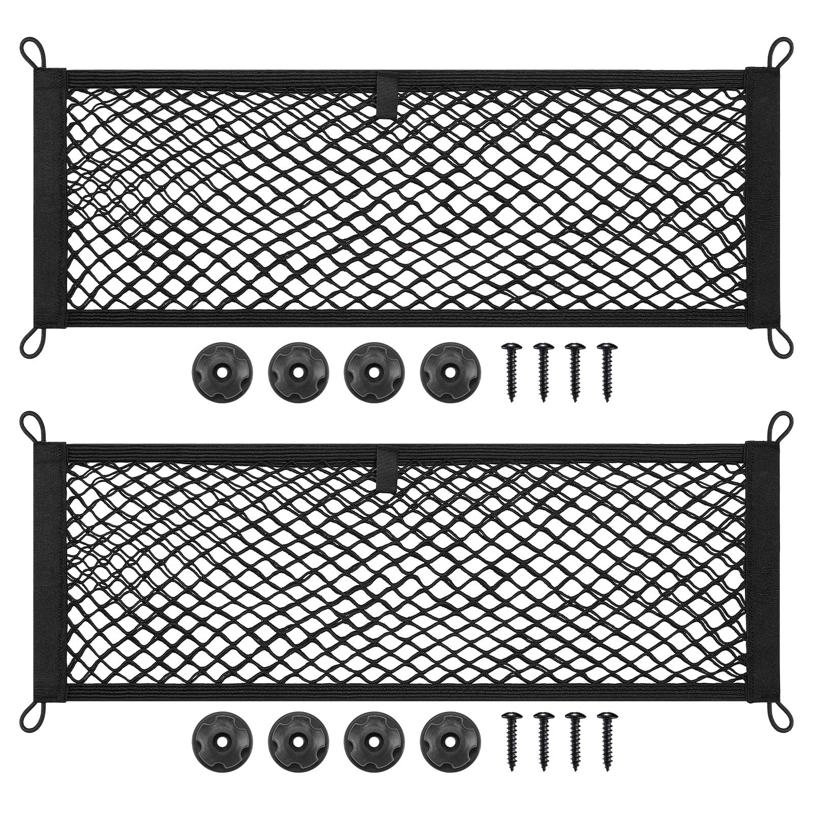 TOBWOLF 2PCS 25x75cm/9.8x29.5in Cargo Storage Net, Universal Elastic Stretchable Pocket Storage Mesh Net, Organizer RV Netting S