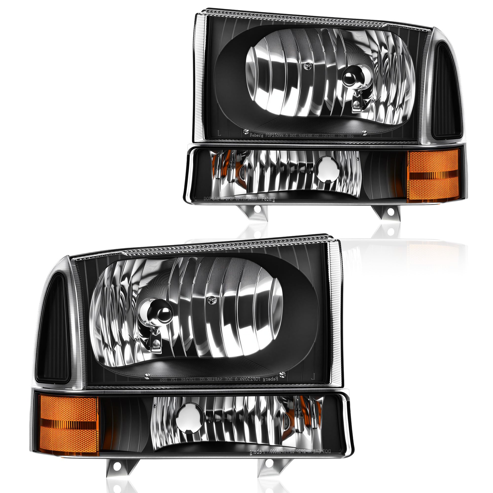 AUTOSAVER88 Headlight Assembly kit Compatible with 1999-2004 Ford F250 F350 F450 F550 Super Duty/2000-2004 Ford Excursion Headla