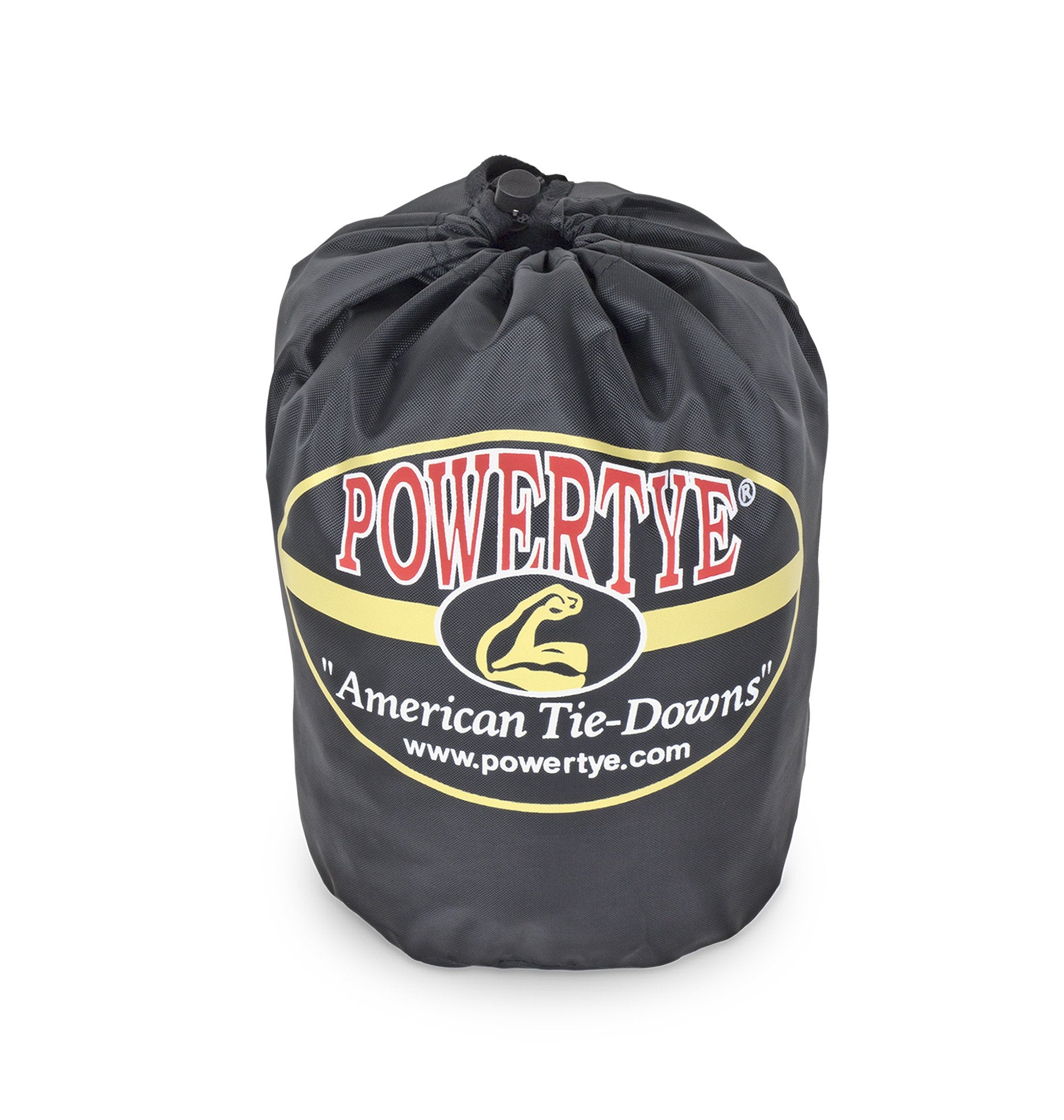 Powertye 1.5In X 6.5Ft Heavy Duty Ratchet Tie-Down Straps With Soft-Tye, Carabiner Hooks - 1,000 Lb Working Load Limit / 3,000 Lb Breaking Strength - Made In Usa - Orange/Black Pair + Storage Bag