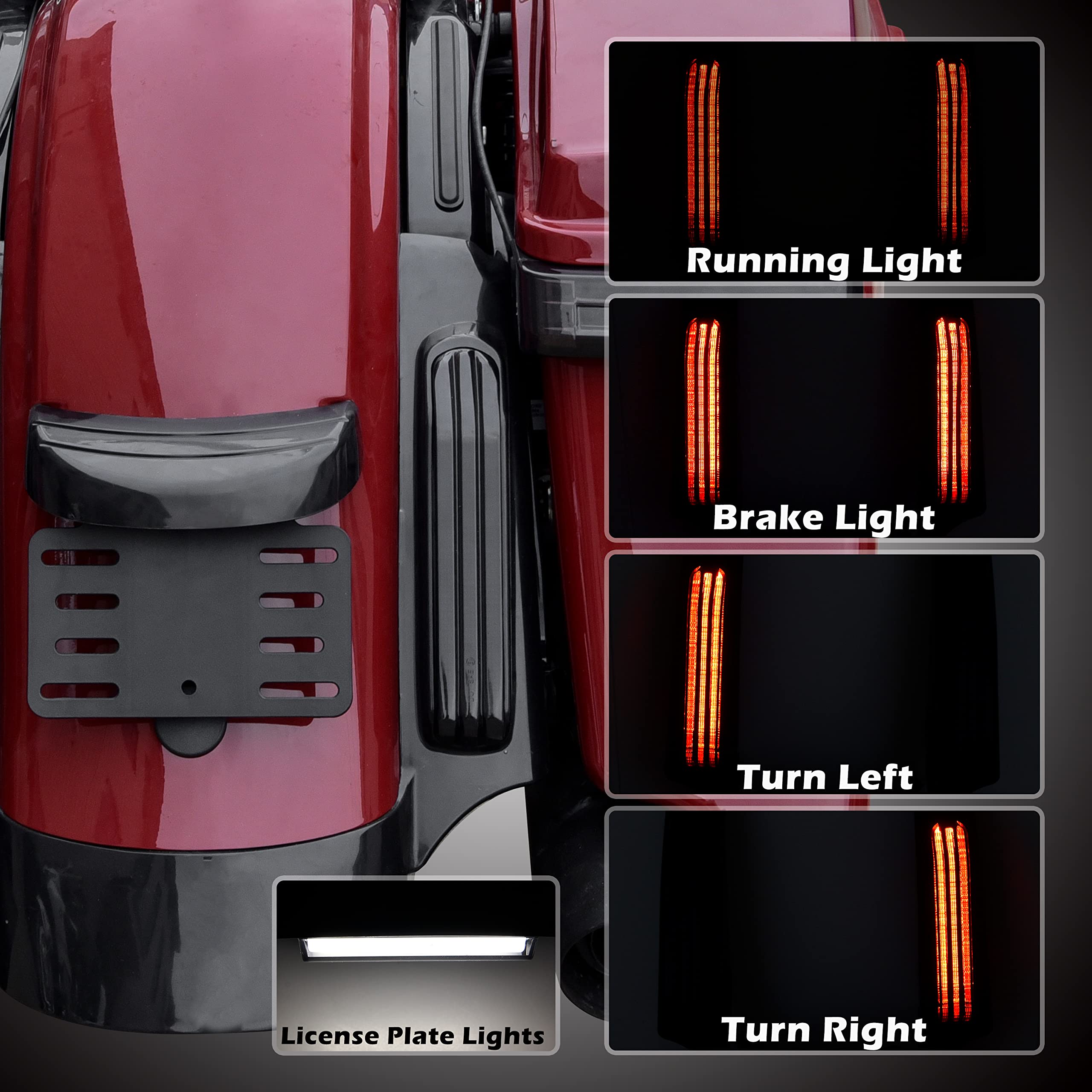 VEISUTOR LED Rear Fender Fascia Kit for Harley Road Glide 2014-2023, Model VST-010103-37, with Brake Running Turn Signal Lights