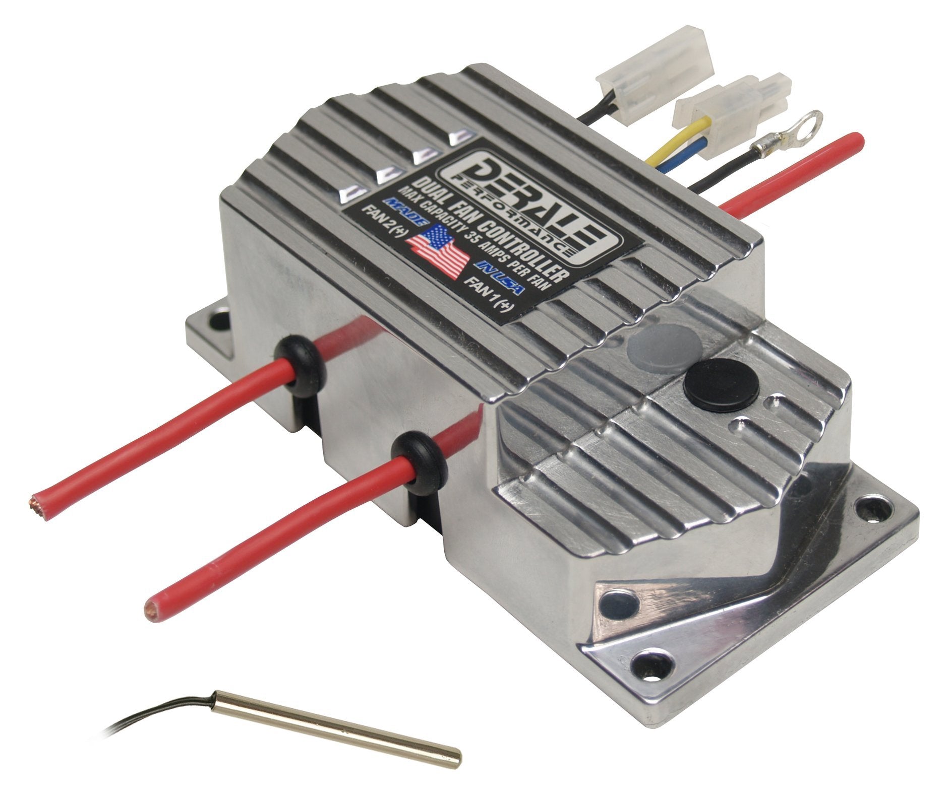 Derale 16788 High Amperage Dual Fan Controller Push In Probe , Black