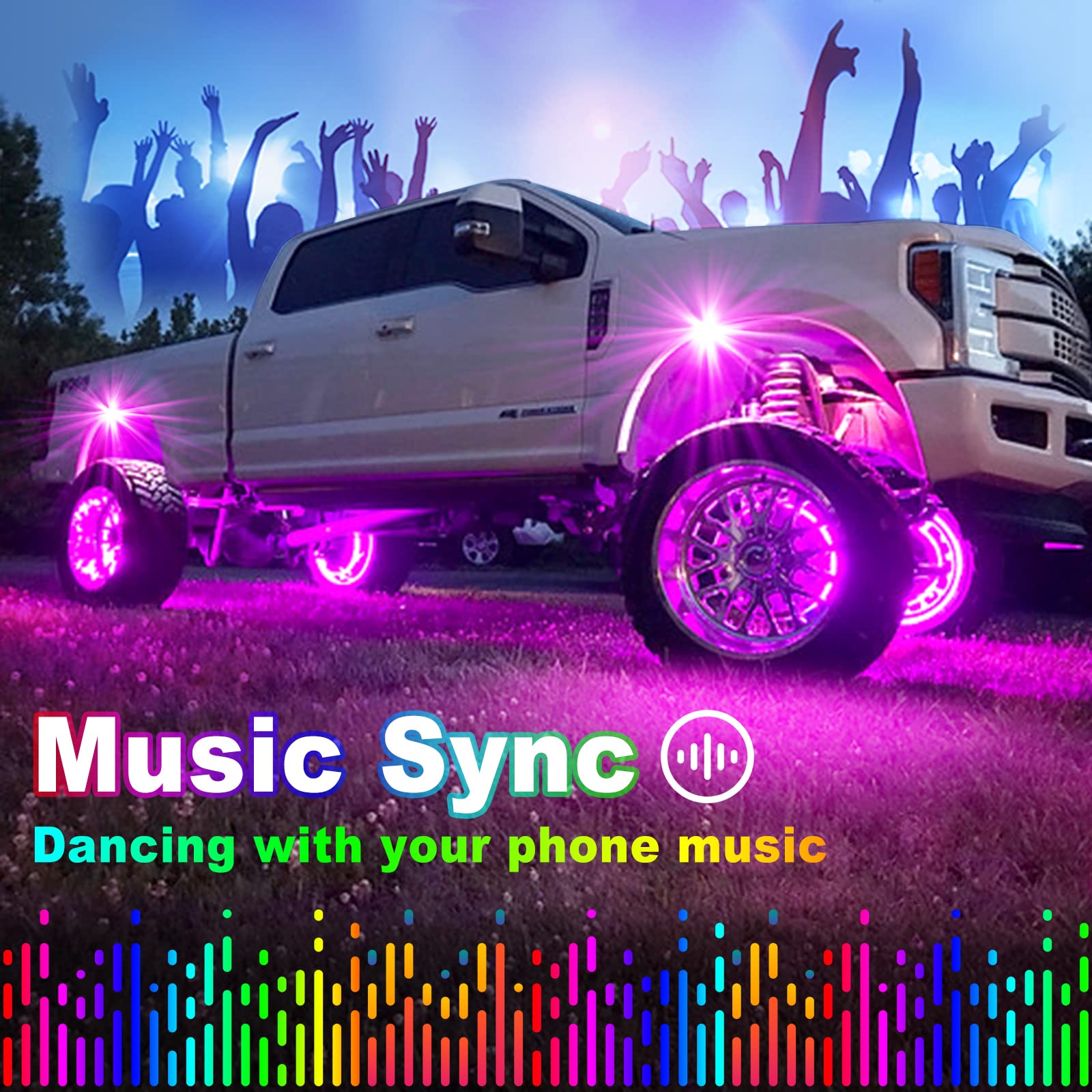 YiLaie RGB LED Rock Lights, 150 LEDs with App/Remote, Waterproof, 10 Pods, Black, Model EL-ROL-10 for ATV/UTV/SUV/Motorcycle