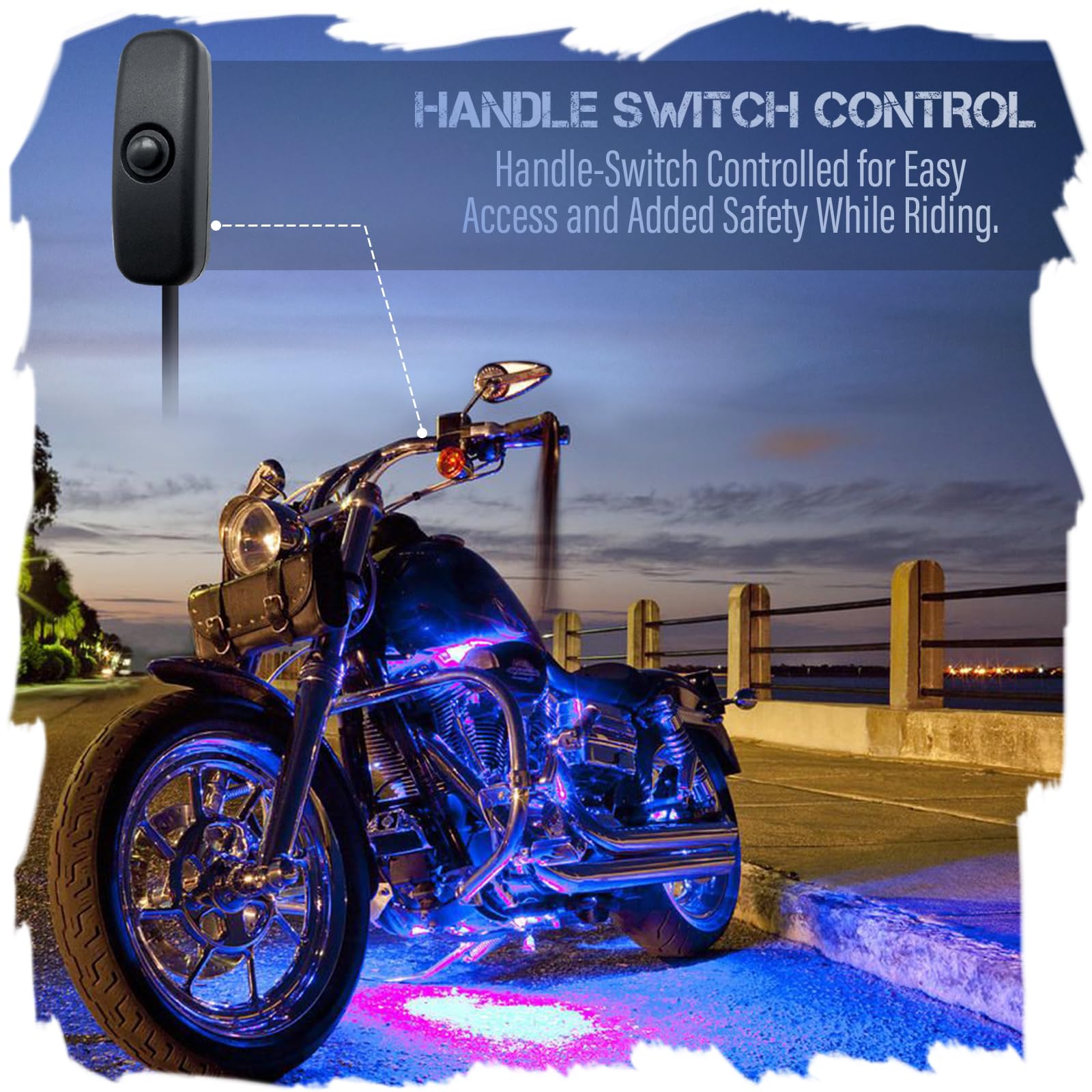 JJunLiM 12PCS Motorcycle Underglow LED Strip Light Kit Waterproof RGB Neon Accent Light Ground Effect Atmosphere Light Strips DC