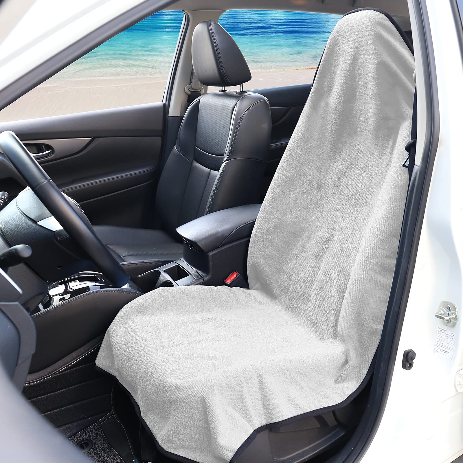 Leader Accessories Towel Bucket Seat Cover Waterproof White Machine Washable For Athletes Running Swimming Boxing Workout Outdoo