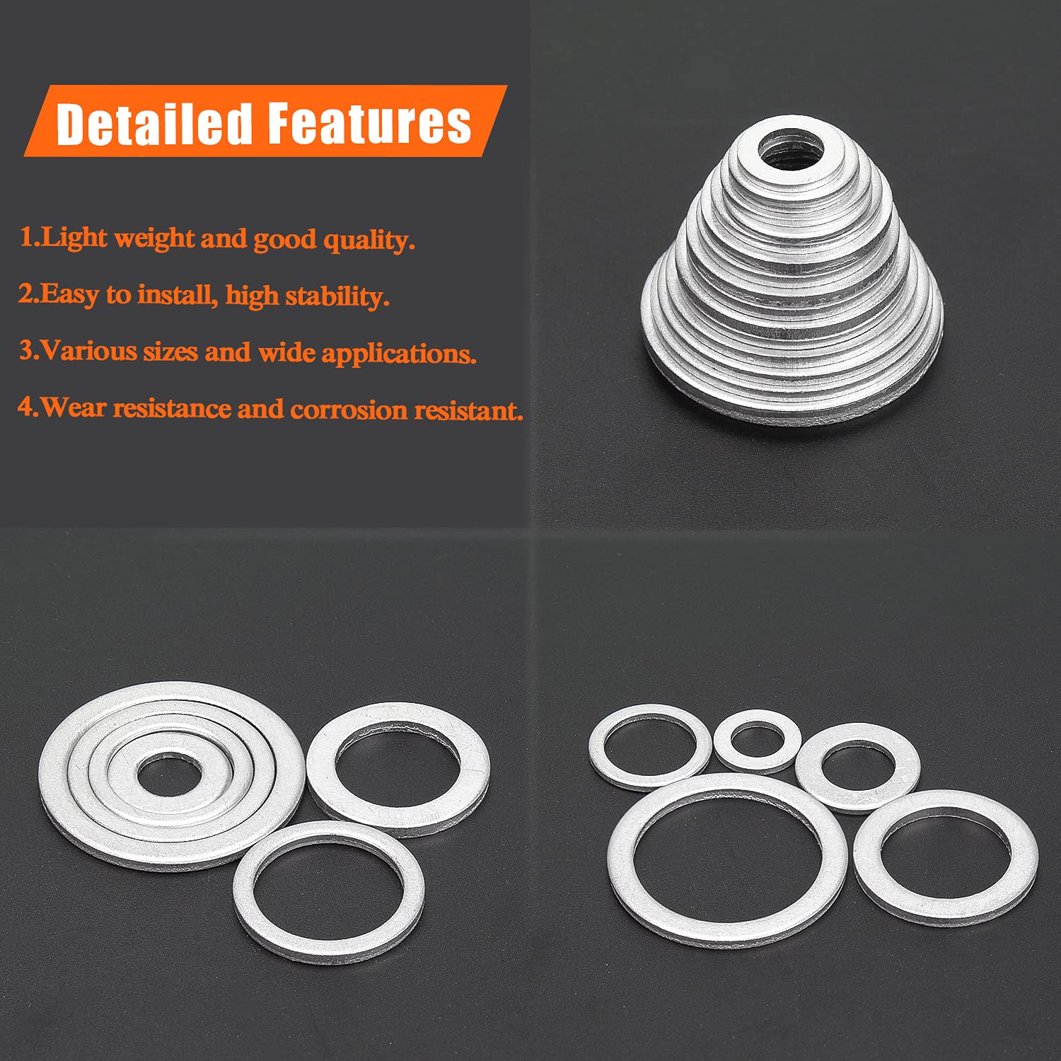 Helifouner 100 Pieces M6X12X1.0Mm Automotive Drain Plug Gaskets, Oil Crush Washers, Aluminum Flat Washers, Inner Diameter 6Mm, Outer Diameter 12Mm, Thickness 1.0Mm