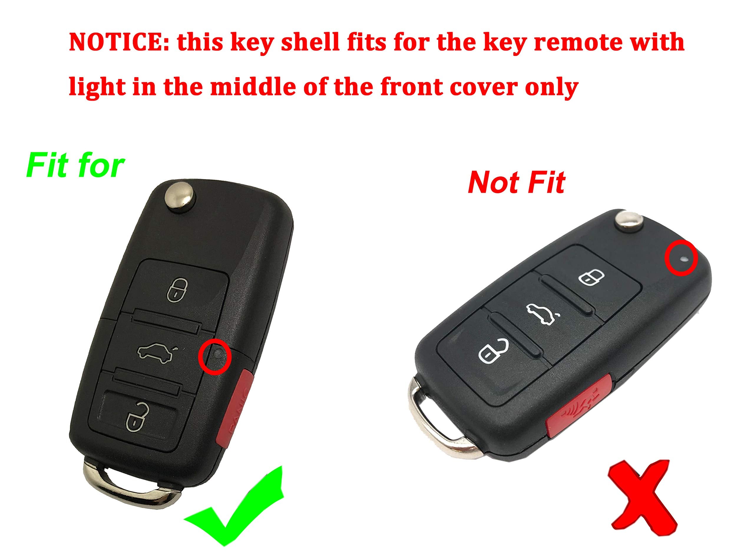 Arruweer Black Replacement Key Fob Shell Case for VW Jetta, Passat, Golf, Beetle, Rabbit, GTI, CC, EOS - 4 Buttons Keyless Entry with Uncut