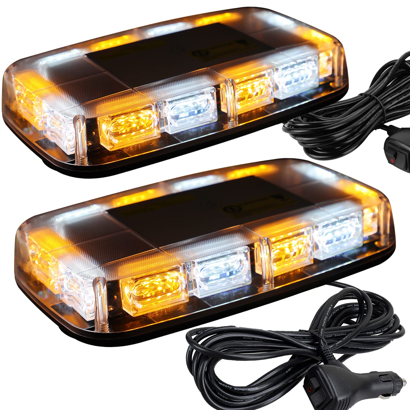 Aspl 2Pcs 48Led Roof Top Strobe Lights, High Visibility Emergency Safety Warning Led Mini Strobe Light Bar With Magnetic Base Fo