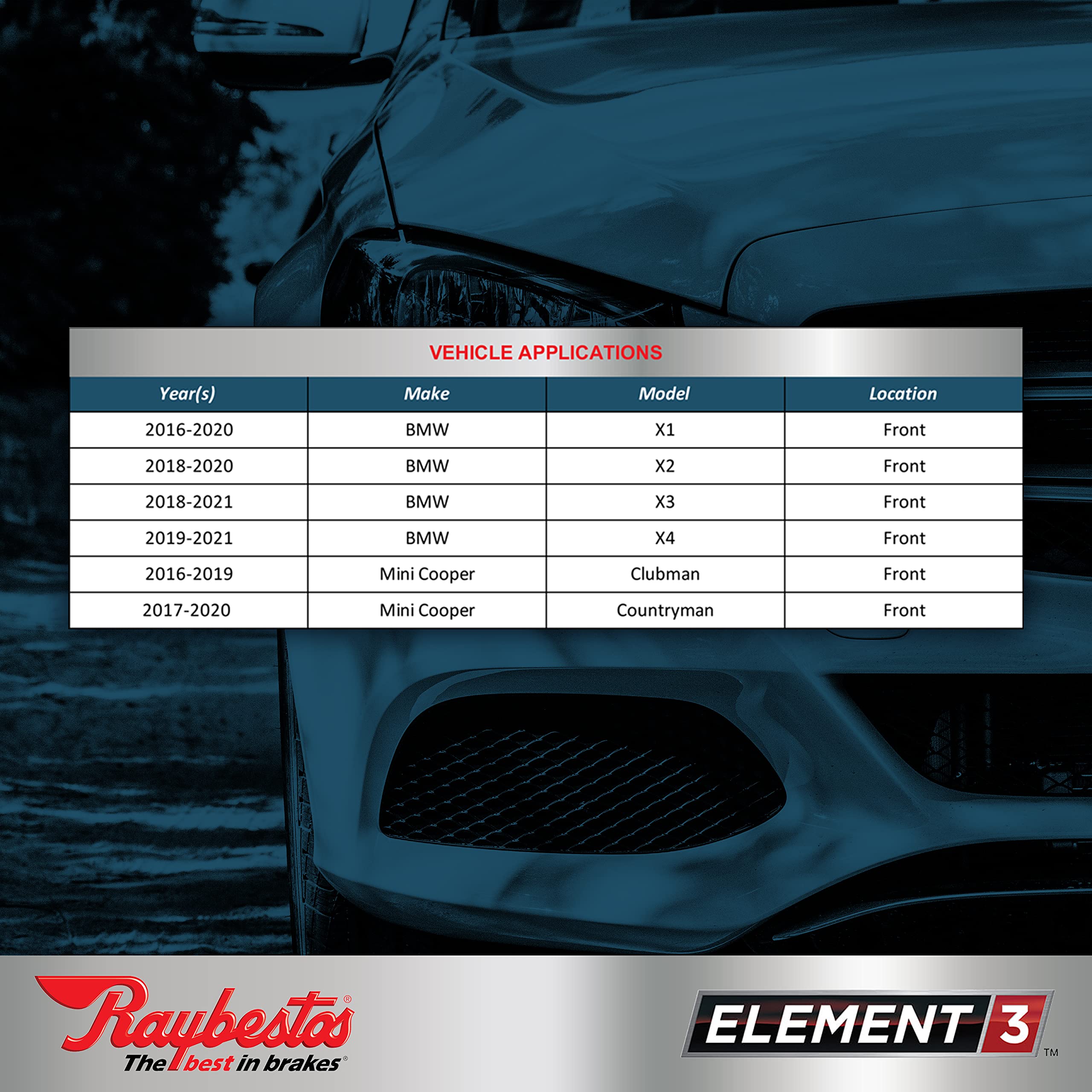 Raybestos Element3 Automotive Replacement Front Brake Pad Set For Select Bmw, Mini (Eht1892)