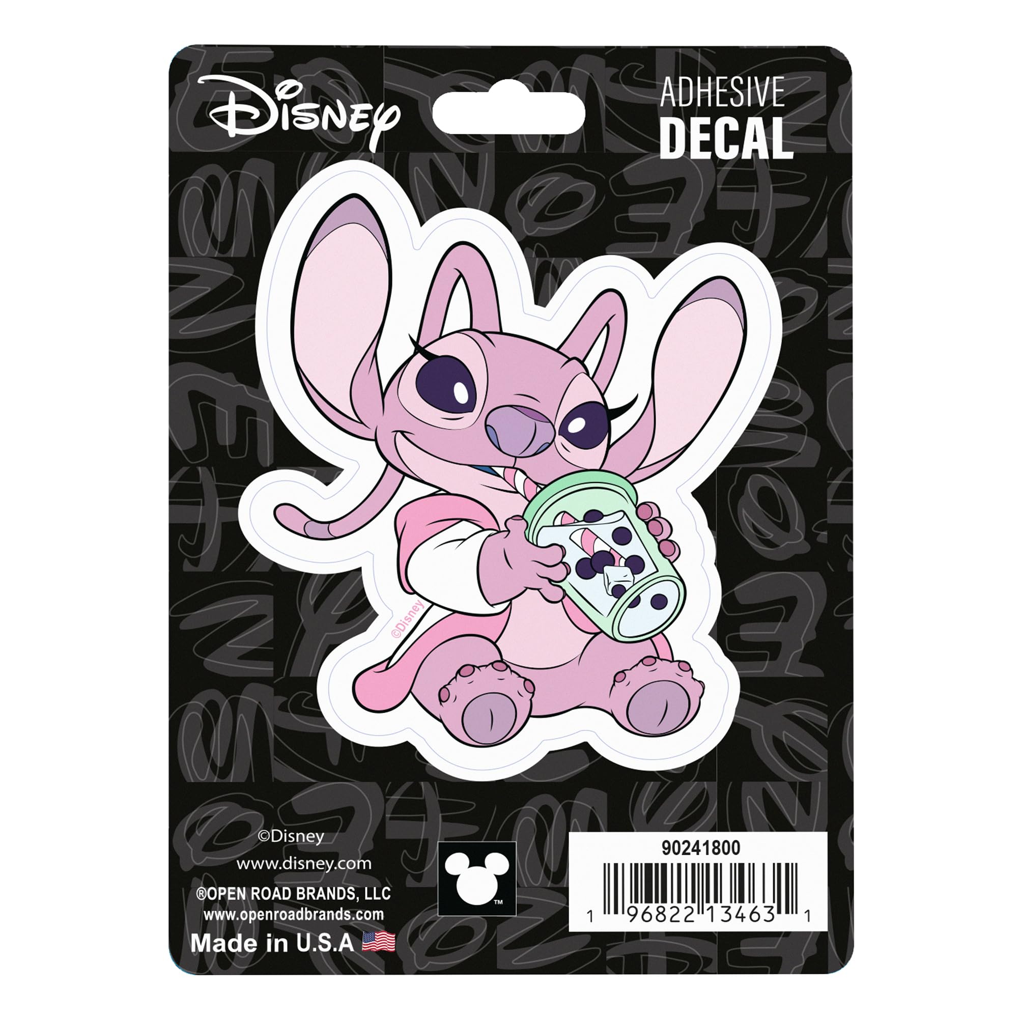 Disney Lilo and Stitch Angel with Boba Tea Adhesive Vinyl Decal - Fun Angel Sticker for Car or Truck