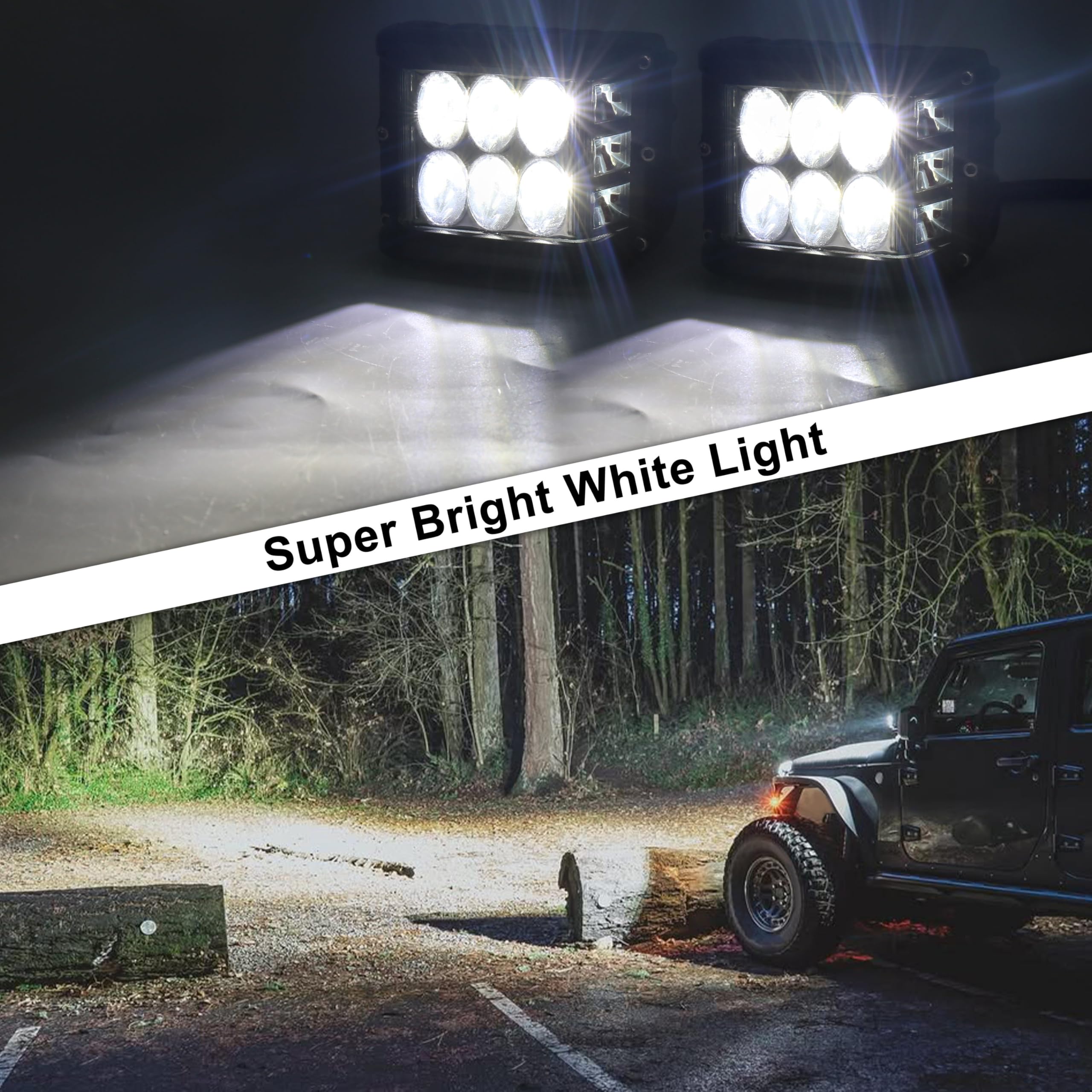 HOYUZA 4 Inch Red Side Shooter LED Cube Lights - Dual Strobe for Truck, ATV, UTV, Off-Road - Model HY-1818SR, Die Casting Aluminum Alloy