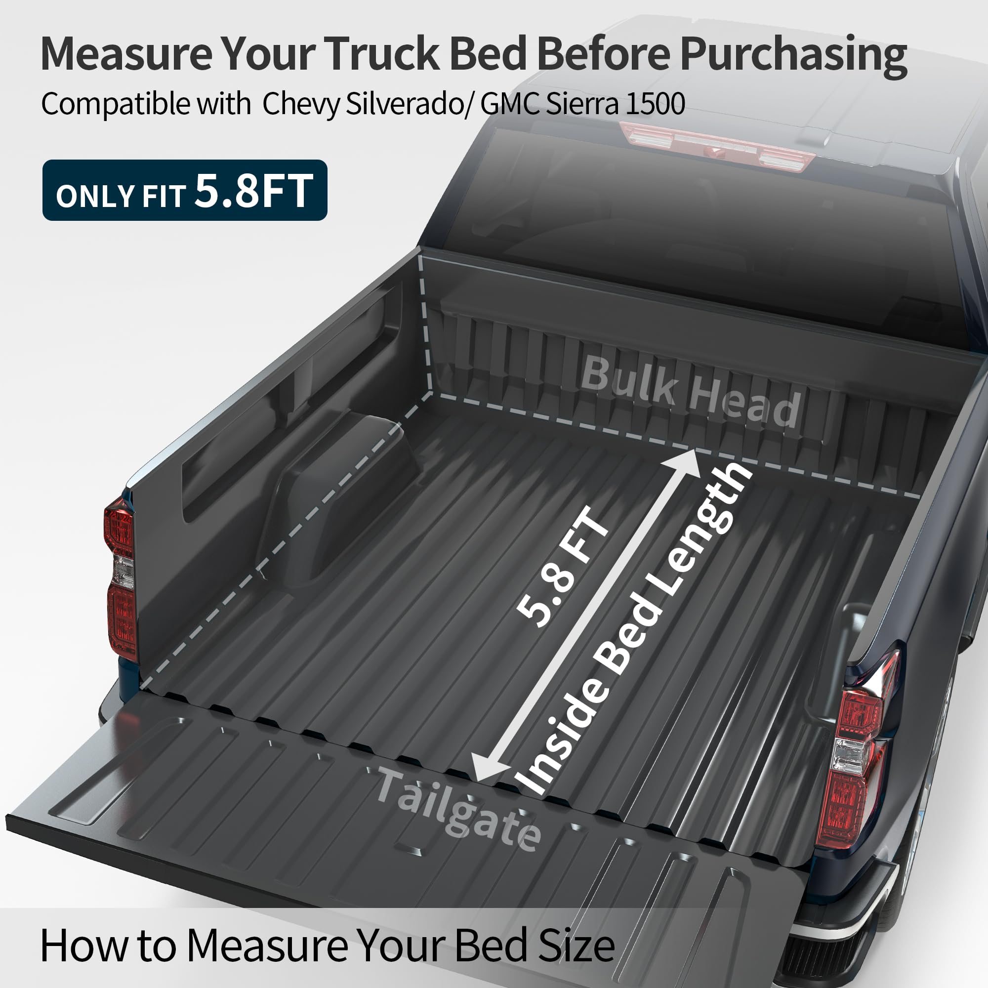 OEDRO FRP Hard Tri-fold Truck Bed Tonneau Cover Compatible with 2019-2025 Chevy Silverado 1500 / GMC Sierra 1500 New Body Style,