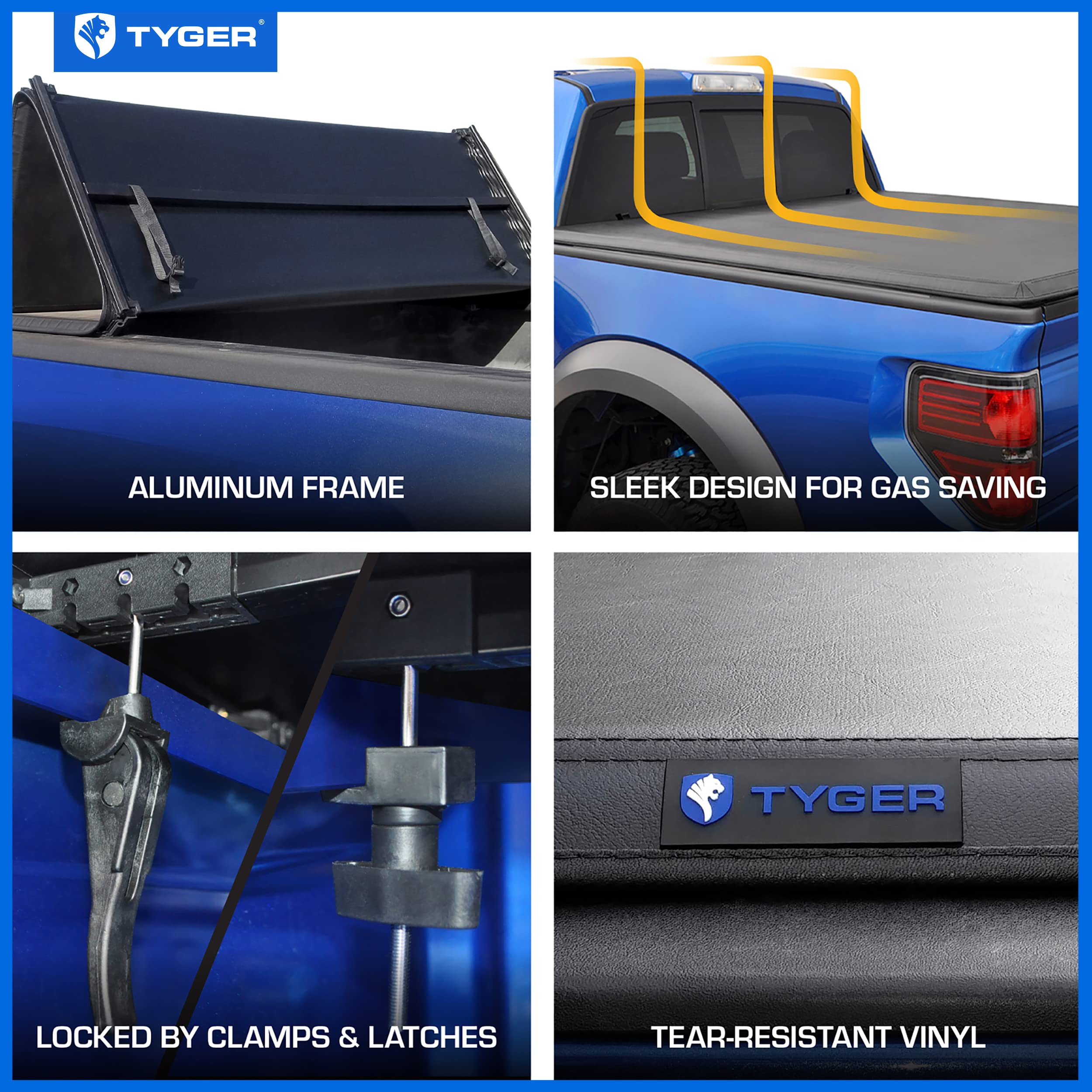 Tyger Auto T3 Soft Tri-fold Truck Bed Tonneau Cover Compatible with 2014-2021 Toyota Tundra | 6.5' (79'') Bed | TG-BC3T1433, Bla