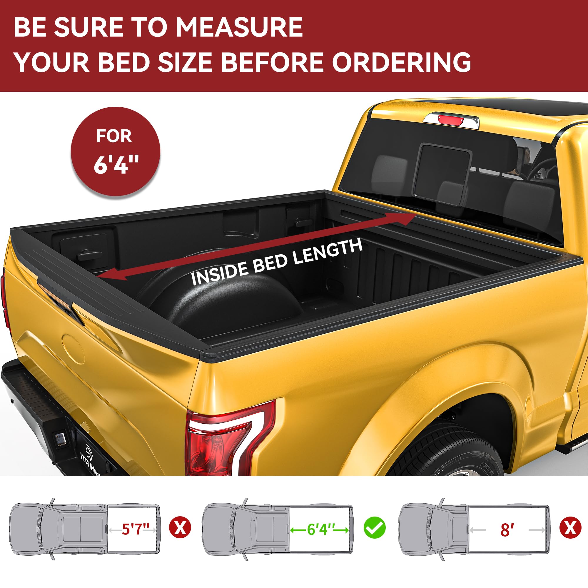 Yitamotor Soft Roll Up Truck Bed Tonneau Cover Compatible With 2002-2024 Dodge Ram 1500 (Classic Only), Fit For 2003-2025 Dodge