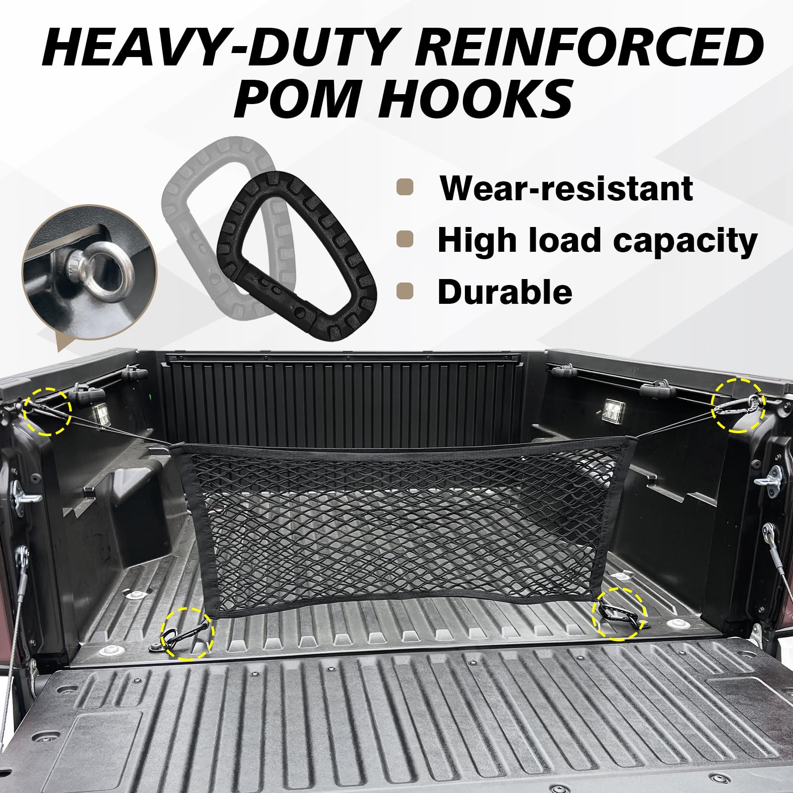 Muslogy Truck Bed Cargo Net Envelope Style Compatible With 2024 2025 Toyota Tacoma Accessories Elastic Mesh Bed Net Stretchable