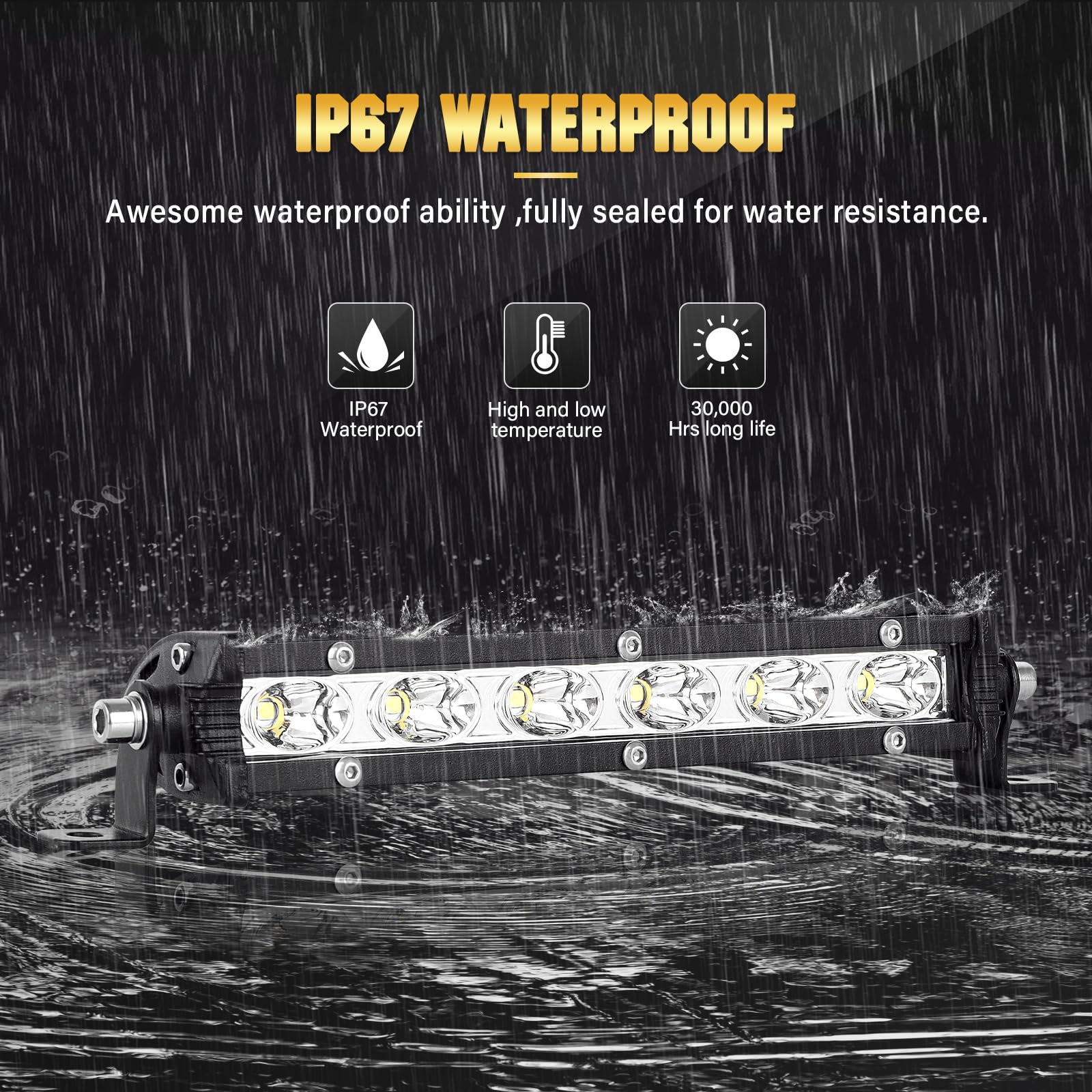 Skyworld 2 X 7 Inch 30W Single Row Led Light Bar Low Profile Ultra Thin Slim Mini Spot Off Road Driving Lights Led Fog Lights Bo