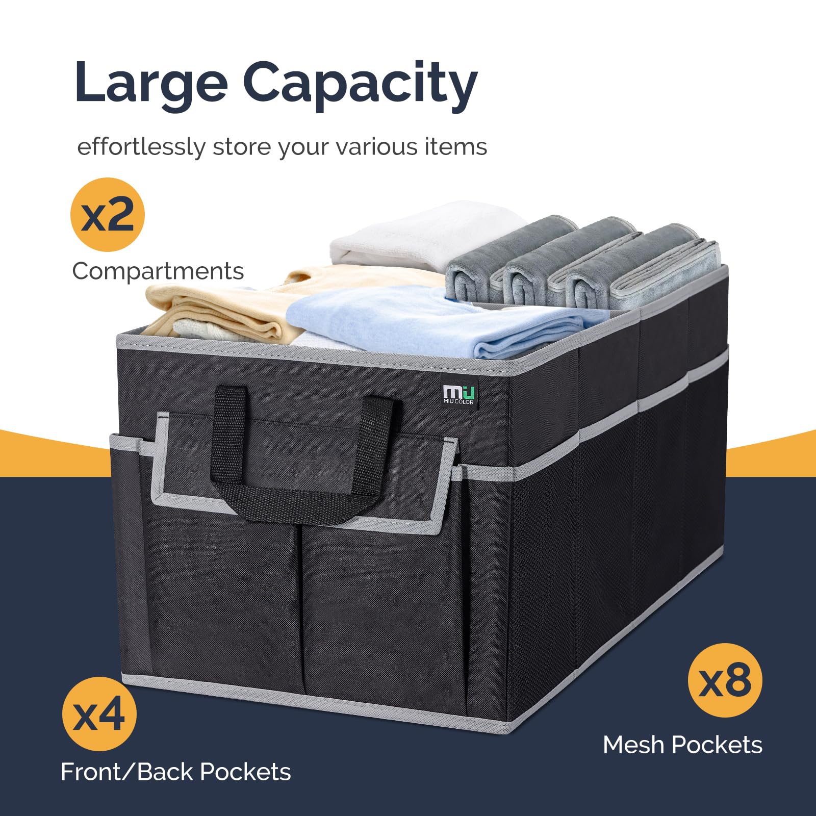 Miu Color Trunk Organizer For Suv (Black Gray, Standard)