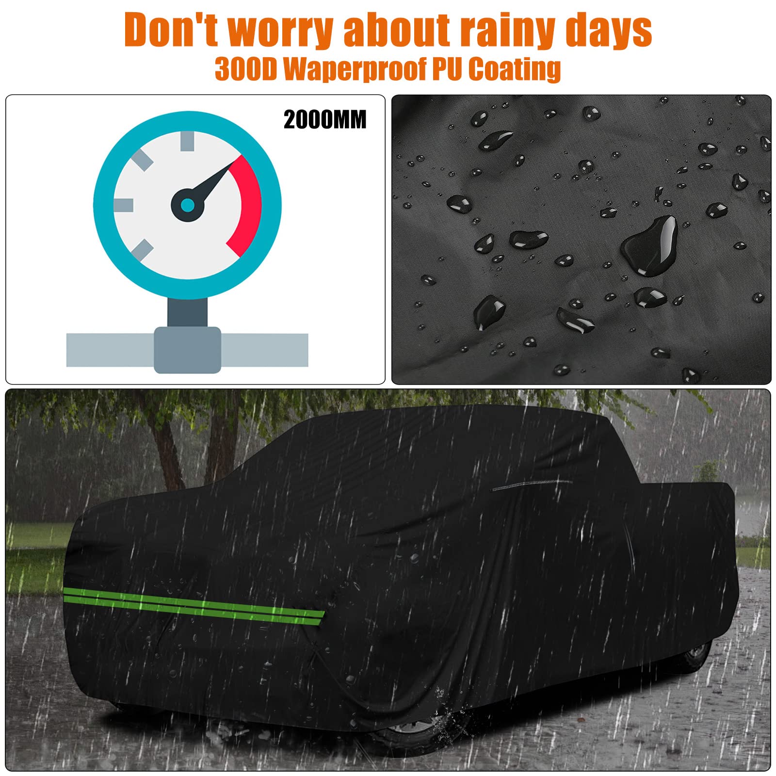 SAPUBK Waterproof Classic Truck Cover for Ford F100 F150 F250, 1961-1991, Black, 8ft Long Bed, All Weather Protection