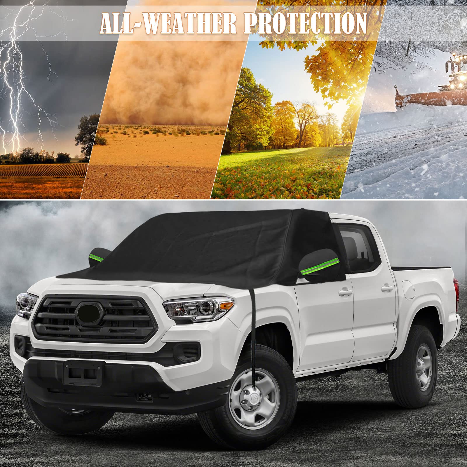 sportuli Windshield Snow Cover for Mid-Size Trucks, 600D Oxford Cloth, Fits Toyota Tacoma/Ford Ranger, Model ZFN0012