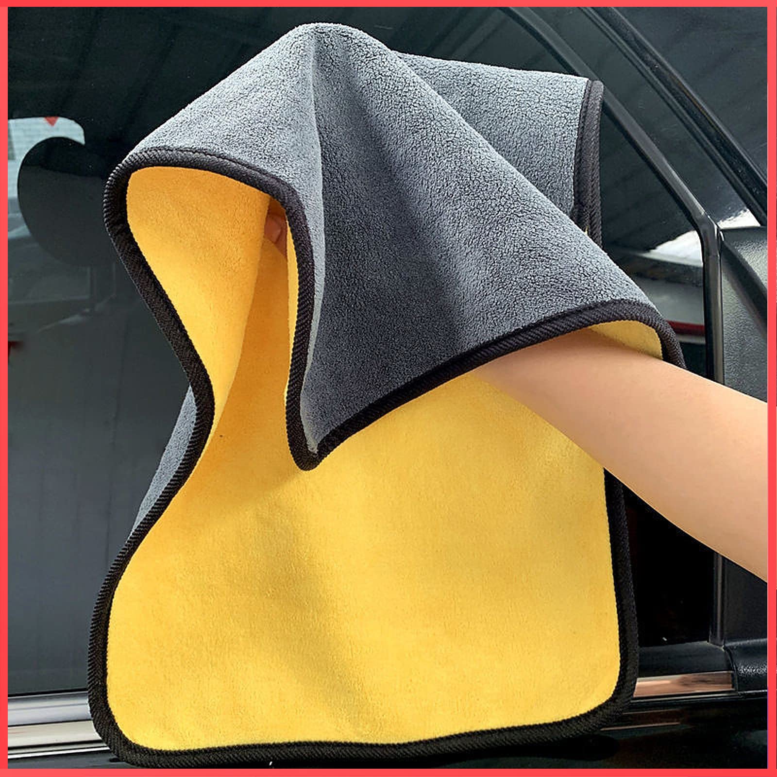 wolpin Microfiber Car Cloth 4 Pcs (60X30 Cm + 30X30 Cm) 800 Gsm, Thick Plush Lint & StreakFree Multipurpose DoubleSided Cloths