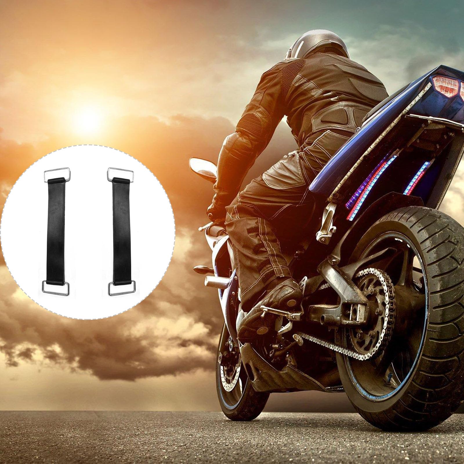 2Pcs Motorcycle Battery Rubber Band Strap,Battery Tie Down Strap,Battery Strap Replacement,Elastic Stretchable Fixed Holder,Stre